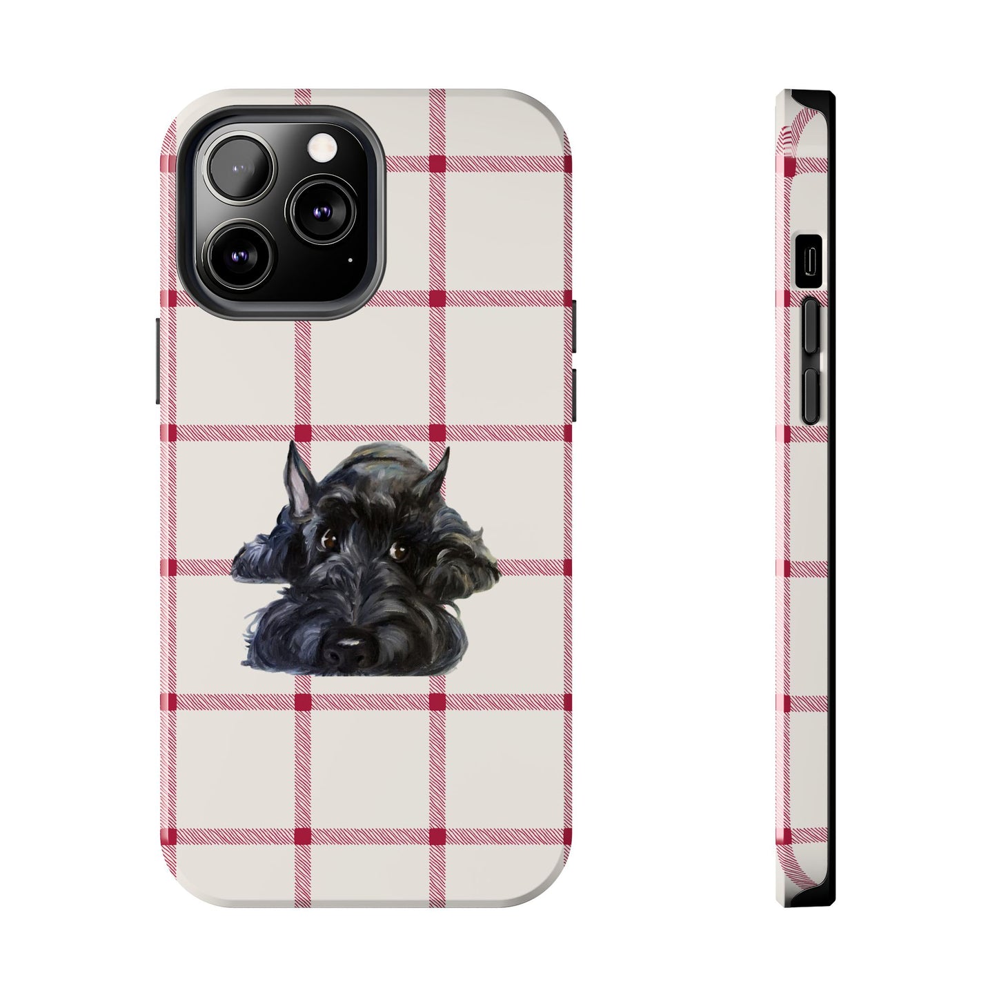 Scottish Terrier Phone Case, Tough Cases, Scottie Dog Phone Cover, Gift for Dog Lovers, Plaid Design