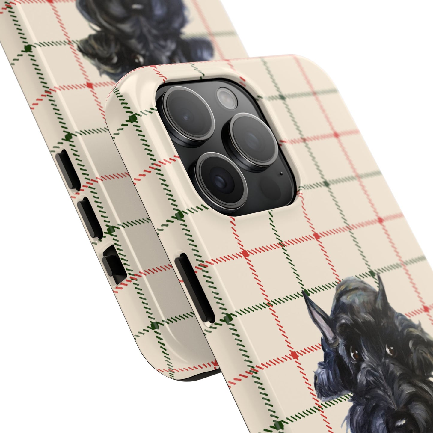 Scottish Terrier Phone Case, Tough Cases, Scottie Dog Phone Cover, Gift for Dog Lovers, Plaid Design