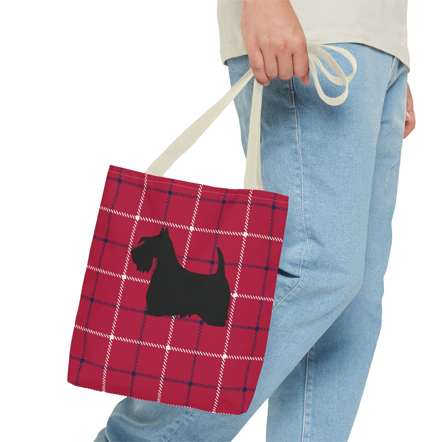Plaid Scottish Terrier Tote Bag, Stylish Carryall for Pet Lovers, Perfect for Shopping, Beach Days, Teachers, Gifts, All-Occasion Bag