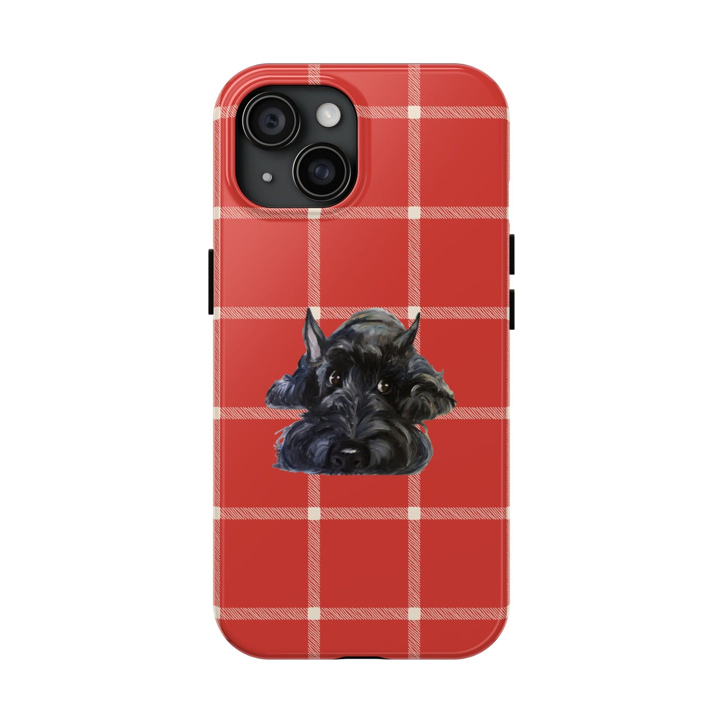 Scottish Terrier Phone Case, Tough Cases, Scottie Dog Phone Cover, Gift for Dog Lovers, Plaid Design