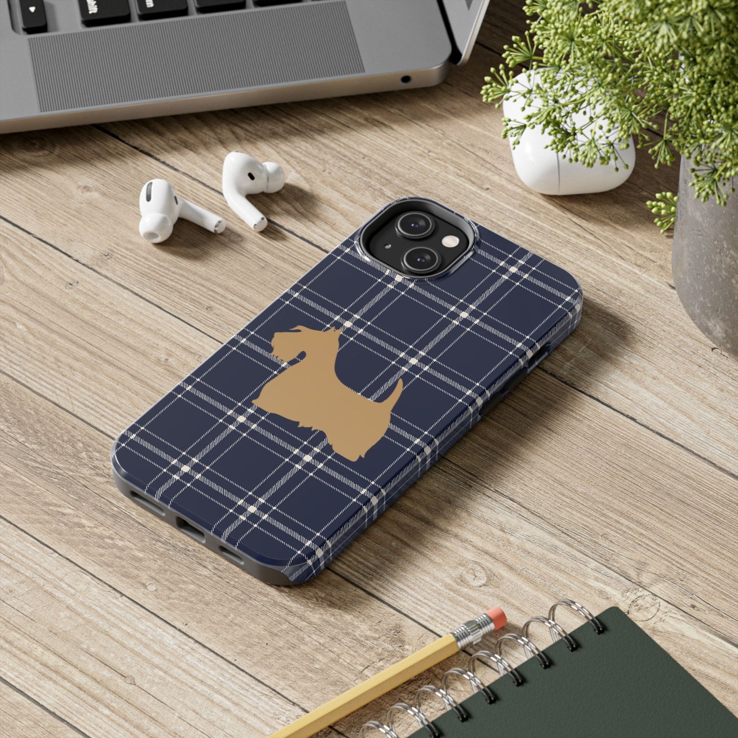 Scottish Terrier Phone Case, Tough Cases, Scottie Dog Phone Cover, Gift for Dog Lovers, Plaid Design