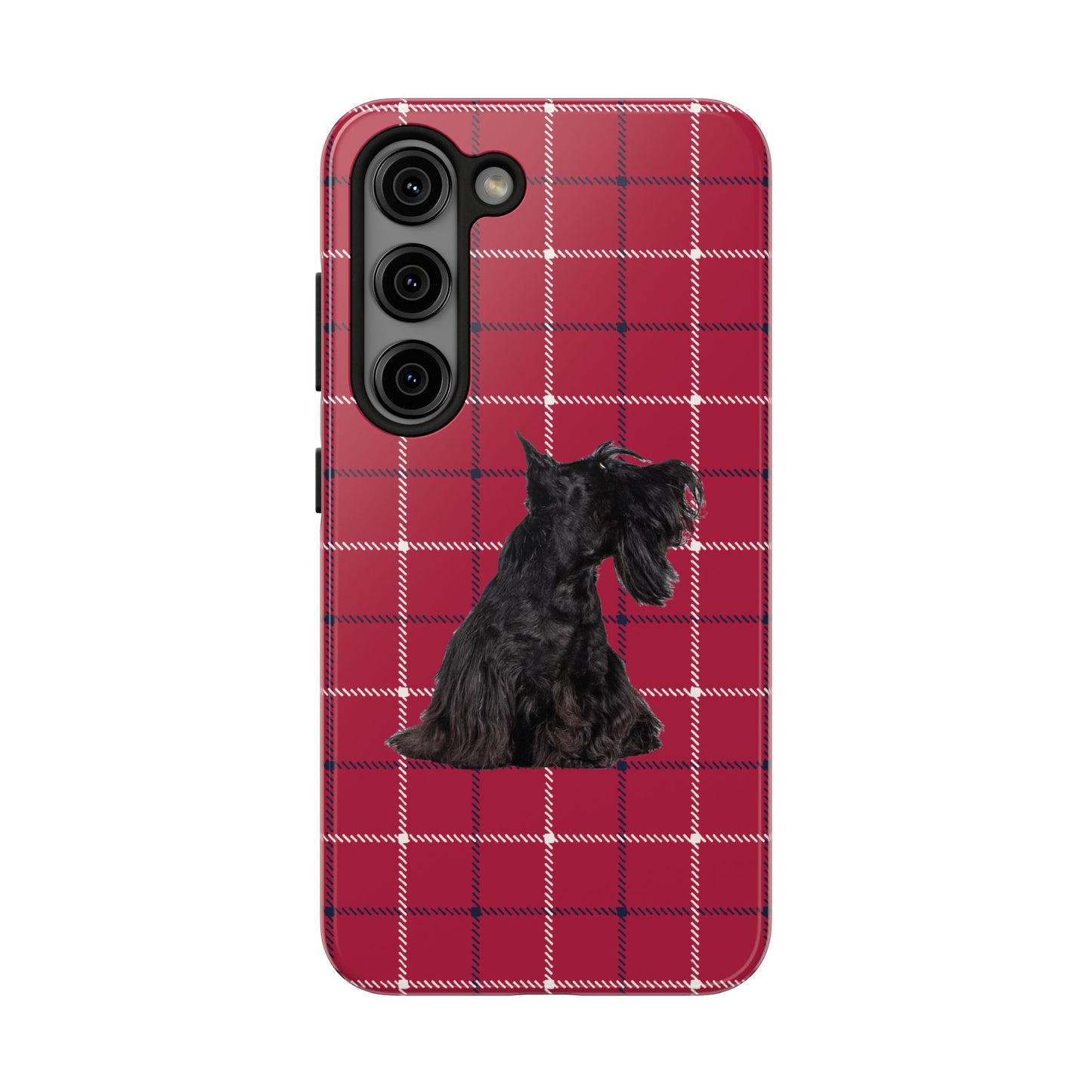 Scottish Terrier Phone Case, Tough Cases, Scottie Dog Phone Cover, Gift for Dog Lovers, Plaid Design