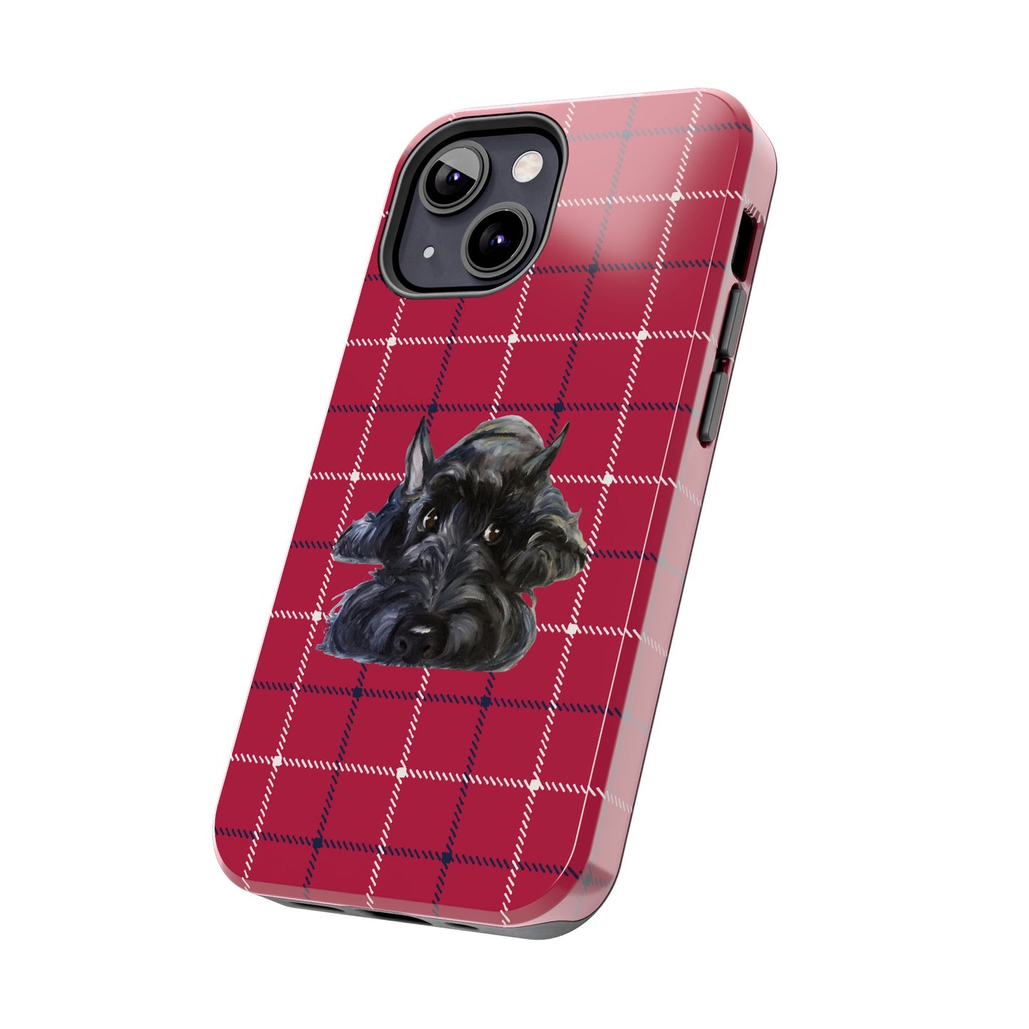 Scottish Terrier Phone Case, Tough Cases, Scottie Dog Phone Cover, Gift for Dog Lovers, Plaid Design