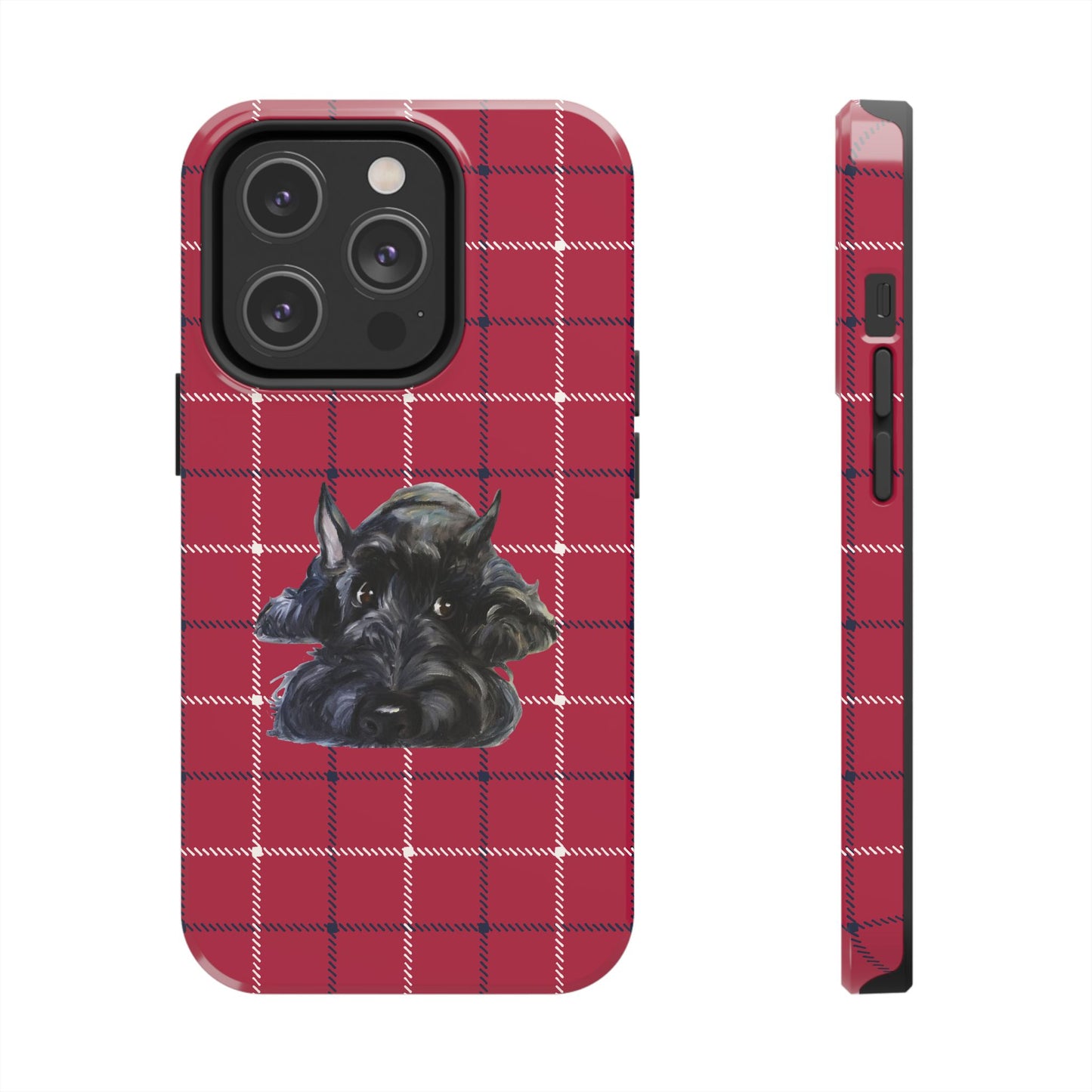 Scottish Terrier Phone Case, Tough Cases, Scottie Dog Phone Cover, Gift for Dog Lovers, Plaid Design