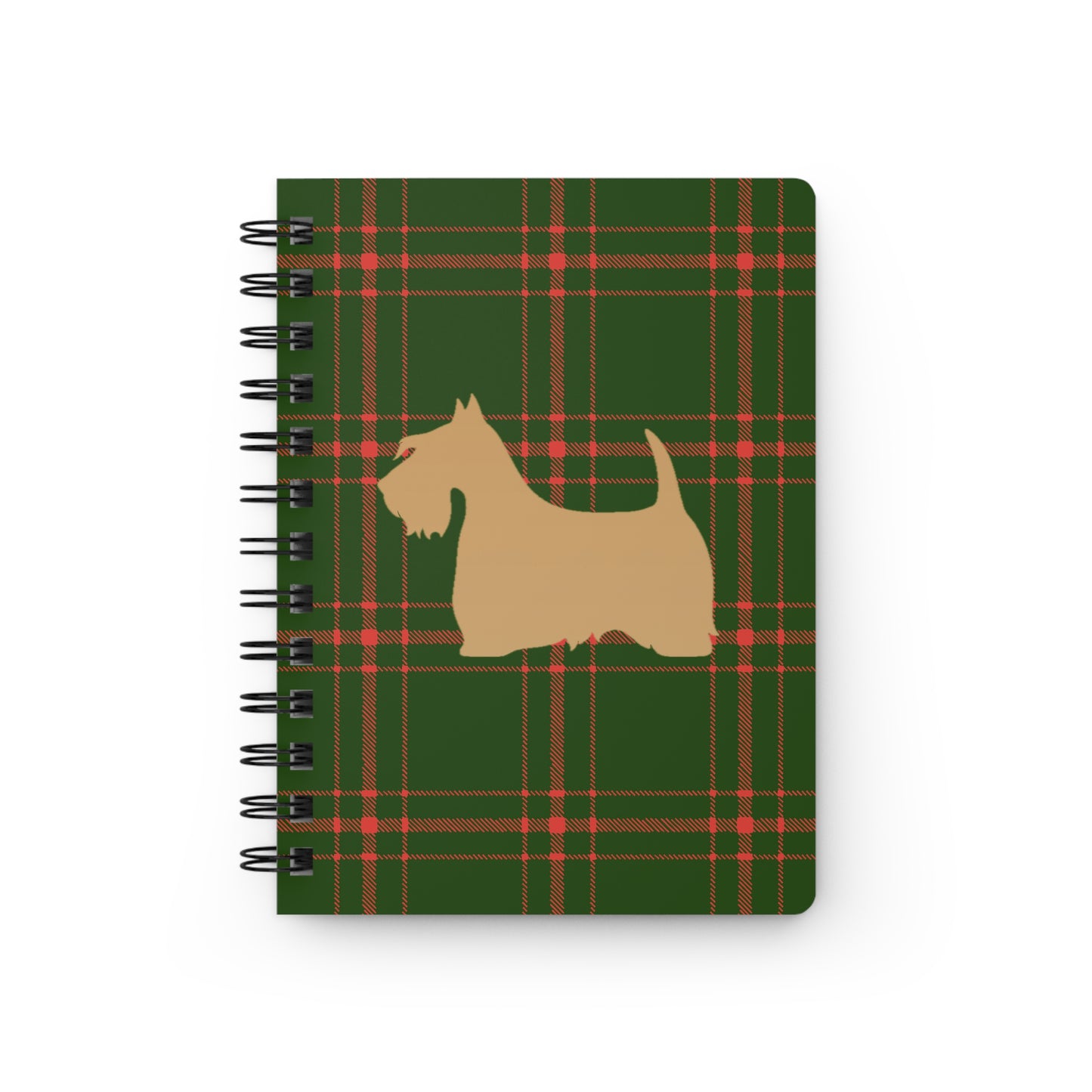 Plaid Spiral Bound Journal with Scottish Terrier Silhouette, Notebooks for Gifts, School Supplies, Writing, Pet Lovers