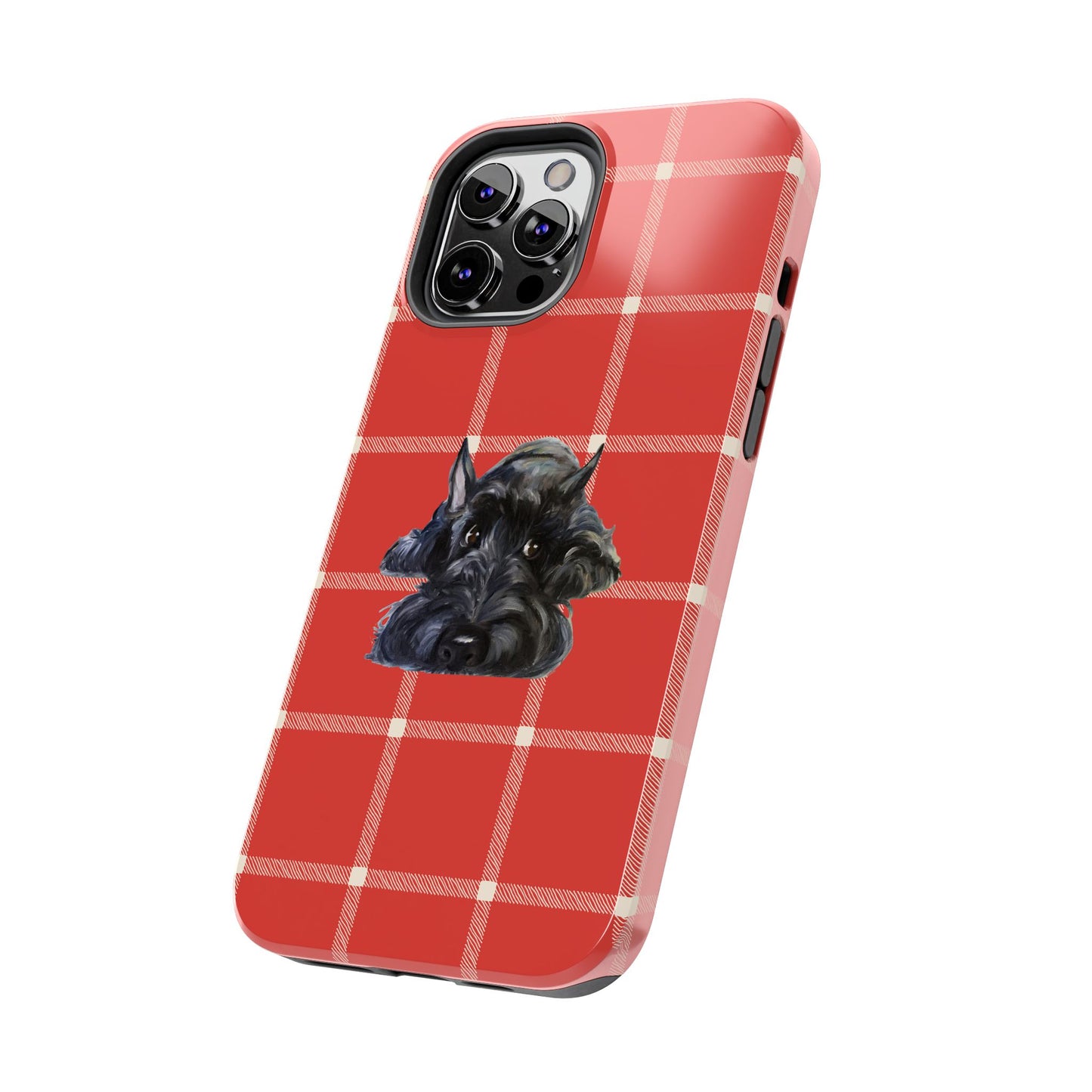 Scottish Terrier Phone Case, Tough Cases, Scottie Dog Phone Cover, Gift for Dog Lovers, Plaid Design