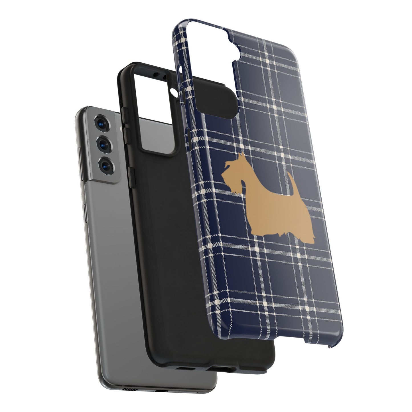Scottish Terrier Phone Case, Tough Cases, Scottie Dog Phone Cover, Gift for Dog Lovers, Plaid Design