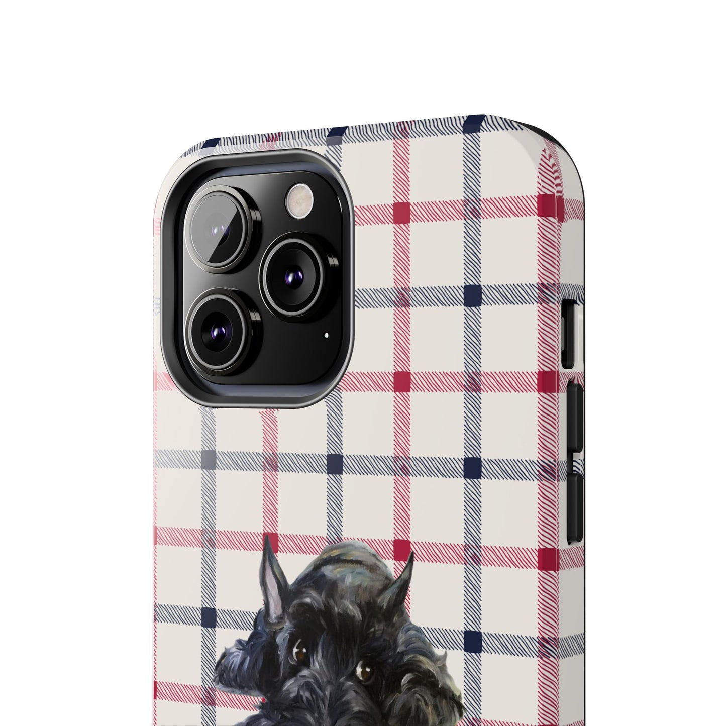 Scottish Terrier Phone Case, Tough Cases, Scottie Dog Phone Cover, Gift for Dog Lovers, Plaid Design