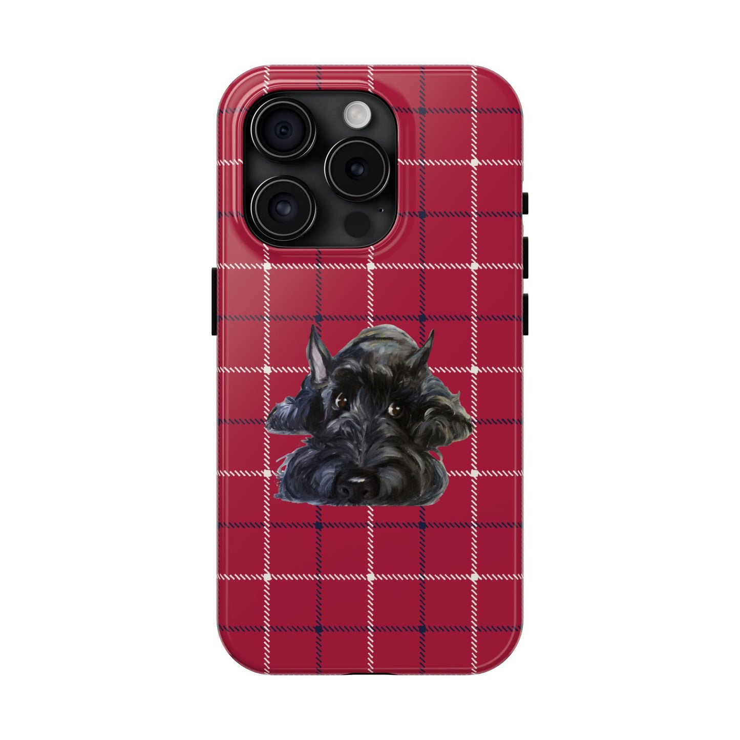 Scottish Terrier Phone Case, Tough Cases, Scottie Dog Phone Cover, Gift for Dog Lovers, Plaid Design