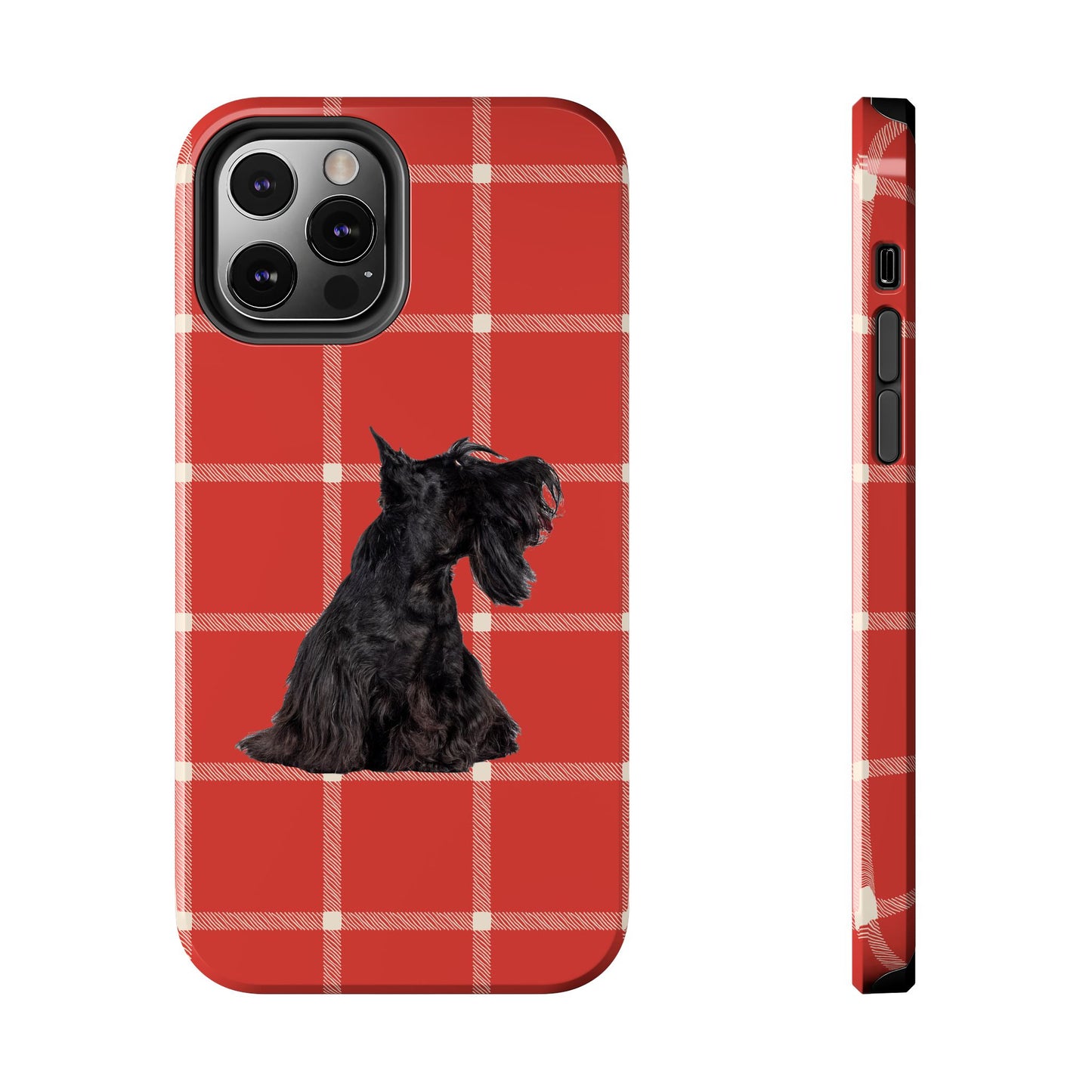 Scottish Terrier Phone Case, Tough Cases, Scottie Dog Phone Cover, Gift for Dog Lovers, Plaid Design