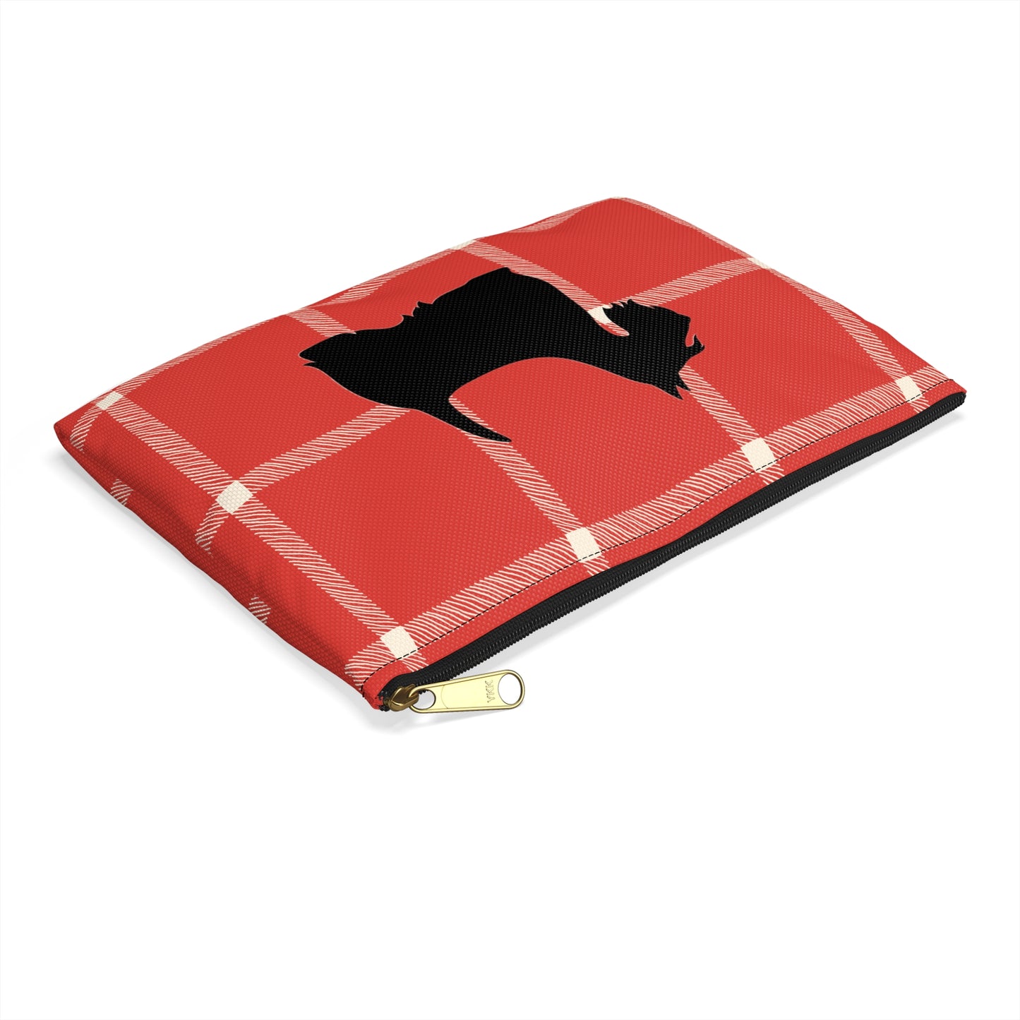 Scottish Terrier Accessory Pouch, Pet Lover Gift, Dog Travel Bag, Stylish Makeup Case, Plaid Organizer