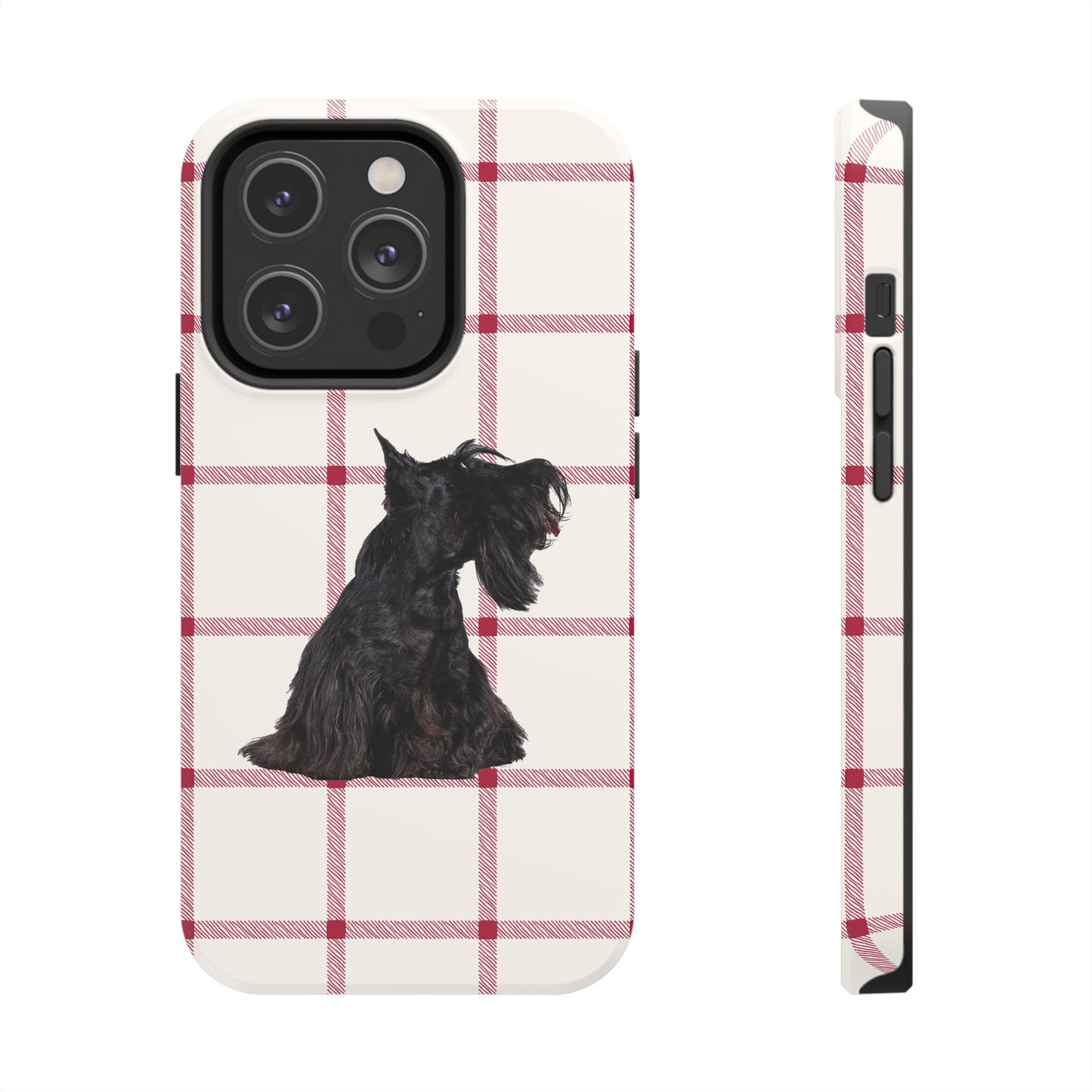 Scottish Terrier Phone Case, Tough Cases, Scottie Dog Phone Cover, Gift for Dog Lovers, Plaid Design