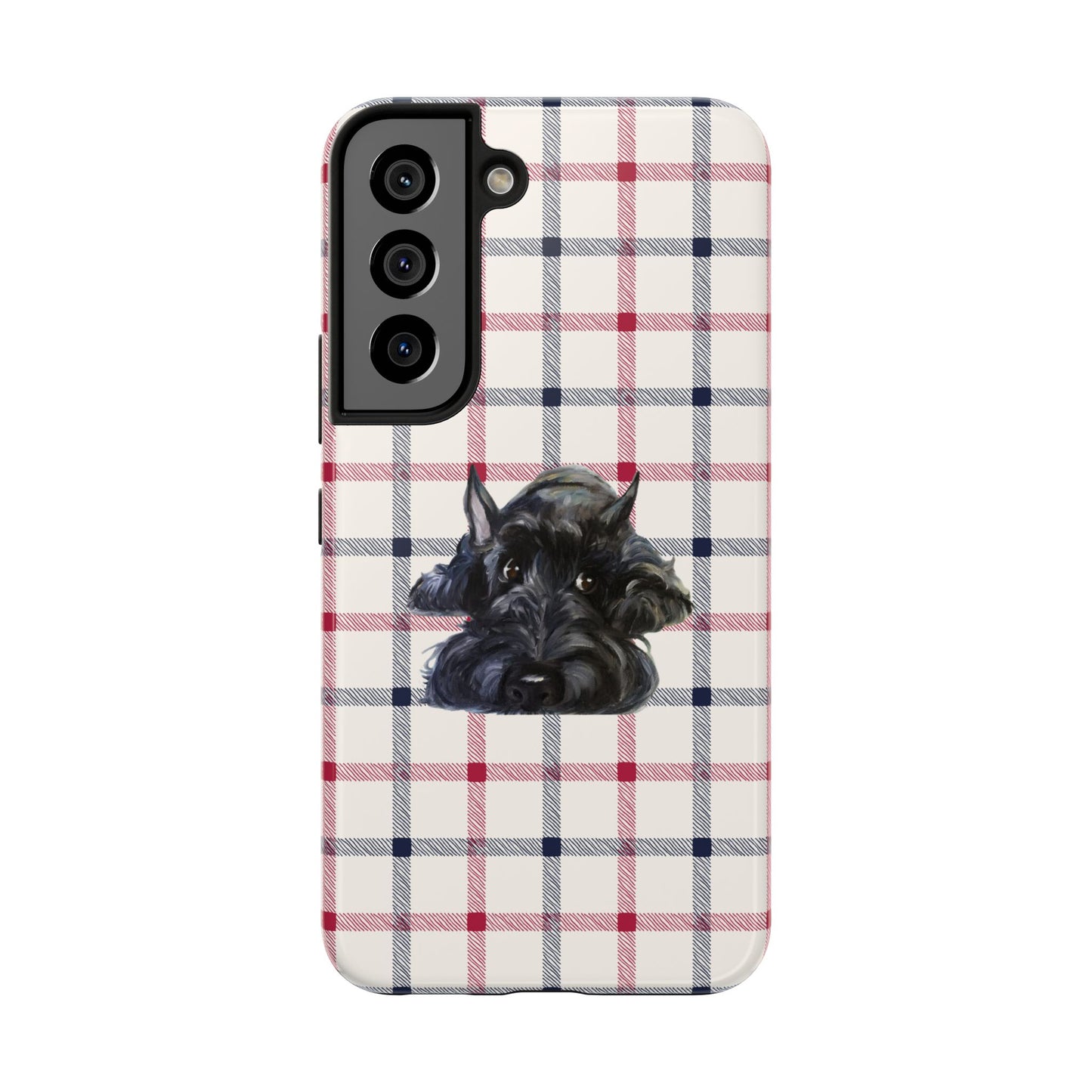 Scottish Terrier Phone Case, Tough Cases, Scottie Dog Phone Cover, Gift for Dog Lovers, Plaid Design