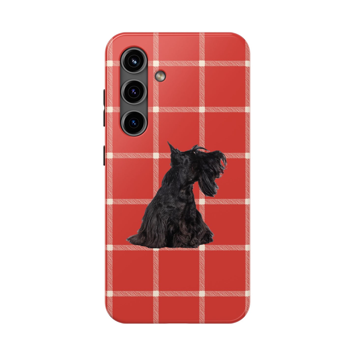 Scottish Terrier Phone Case, Tough Cases, Scottie Dog Phone Cover, Gift for Dog Lovers, Plaid Design