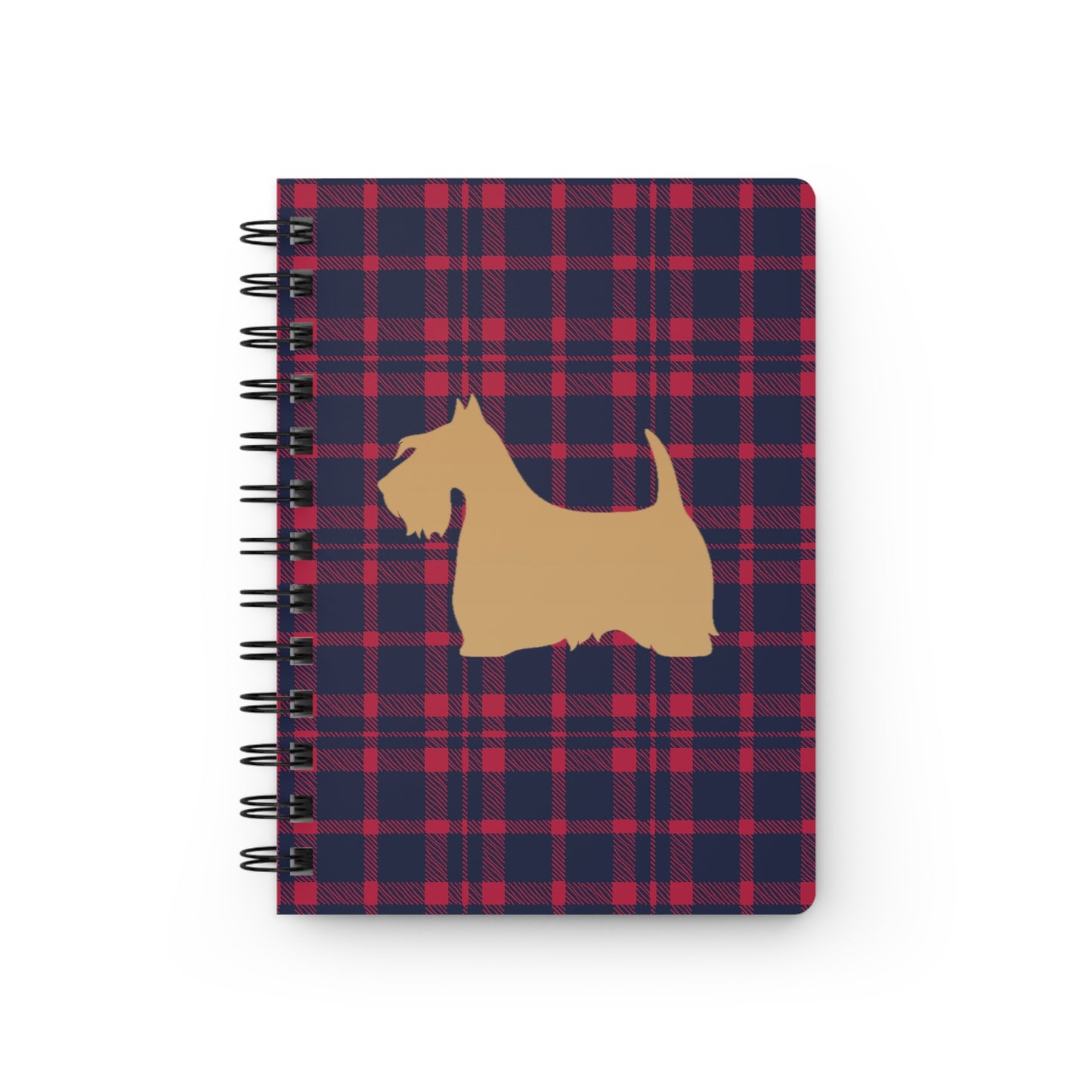 Plaid Spiral Bound Journal with Scottish Terrier Silhouette, Notebooks for Gifts, School Supplies, Writing, Pet Lovers