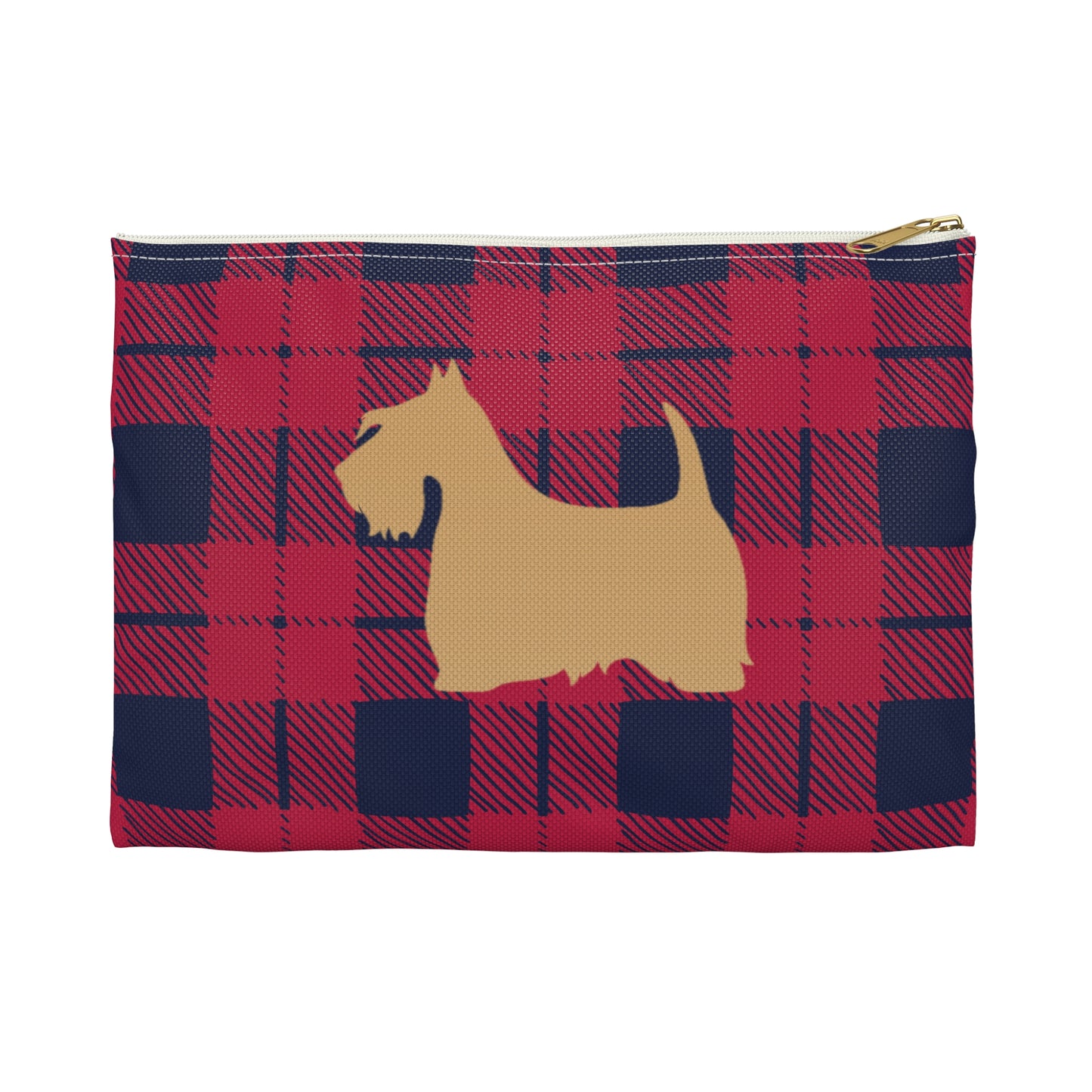 Scottish Terrier Accessory Pouch, Pet Lover Gift, Dog Travel Bag, Stylish Makeup Case, Plaid Organizer