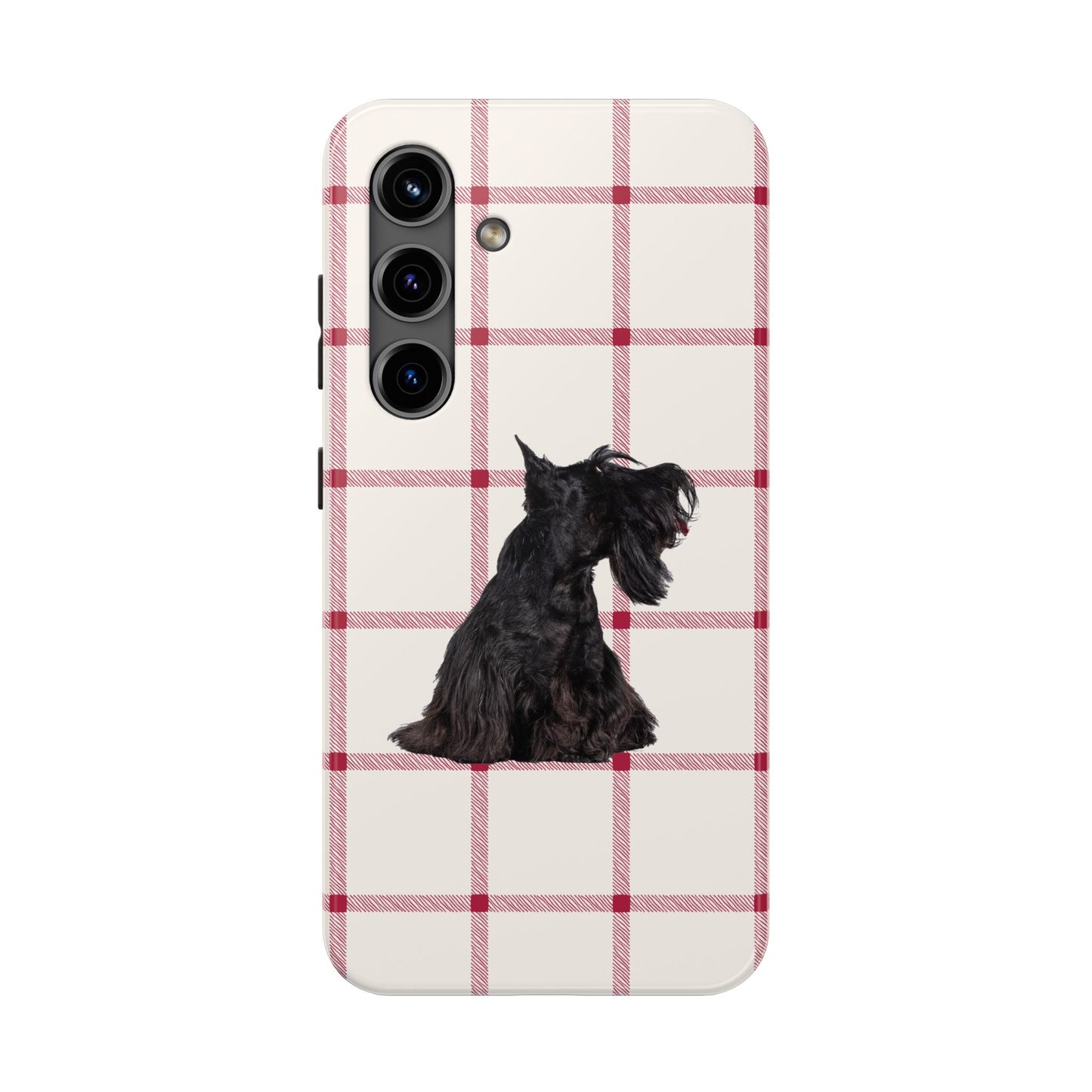 Scottish Terrier Phone Case, Tough Cases, Scottie Dog Phone Cover, Gift for Dog Lovers, Plaid Design