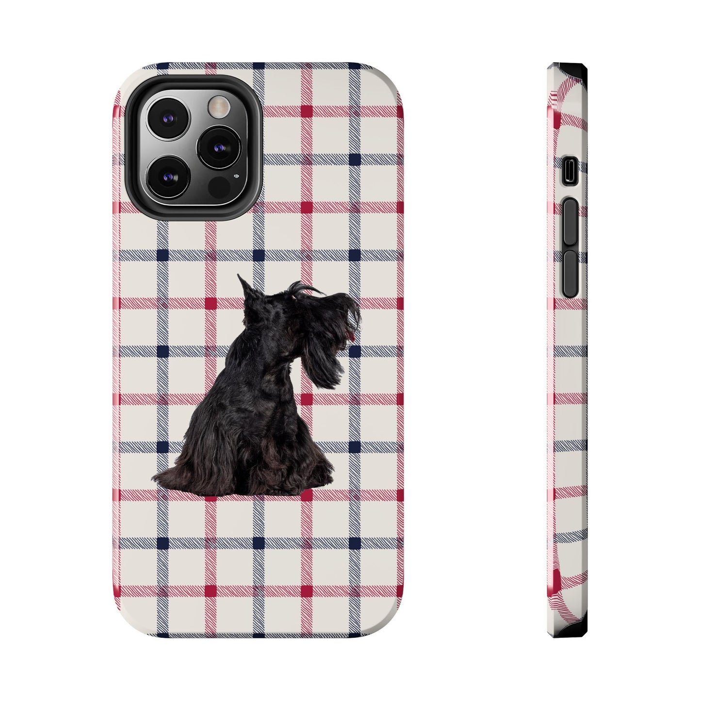 Scottish Terrier Phone Case, Tough Cases, Scottie Dog Phone Cover, Gift for Dog Lovers, Plaid Design