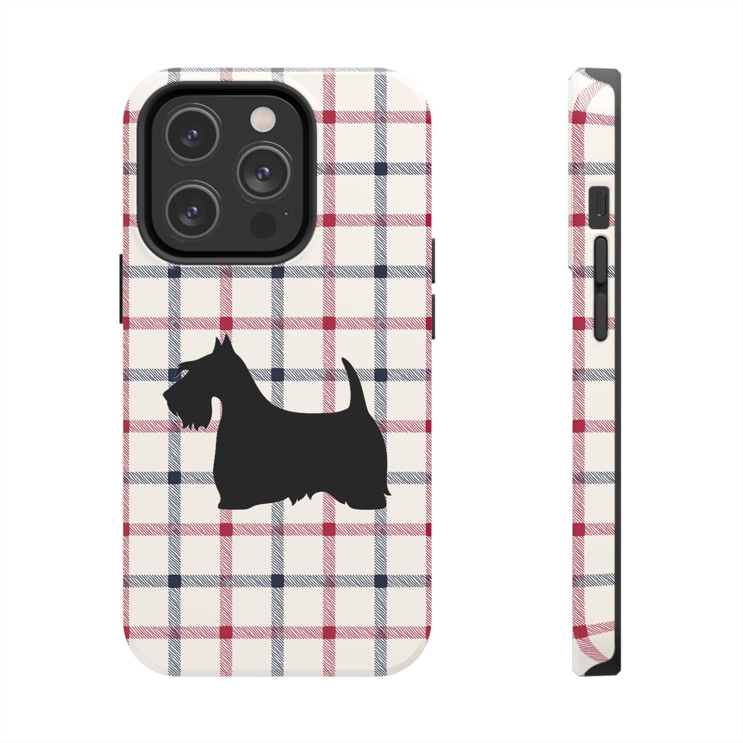 Scottish Terrier Phone Case, Tough Cases, Scottie Dog Phone Cover, Gift for Dog Lovers, Plaid Design