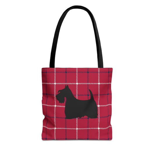 Plaid Scottish Terrier Tote Bag, Stylish Carryall for Pet Lovers, Perfect for Shopping, Beach Days, Teachers, Gifts, All-Occasion Bag