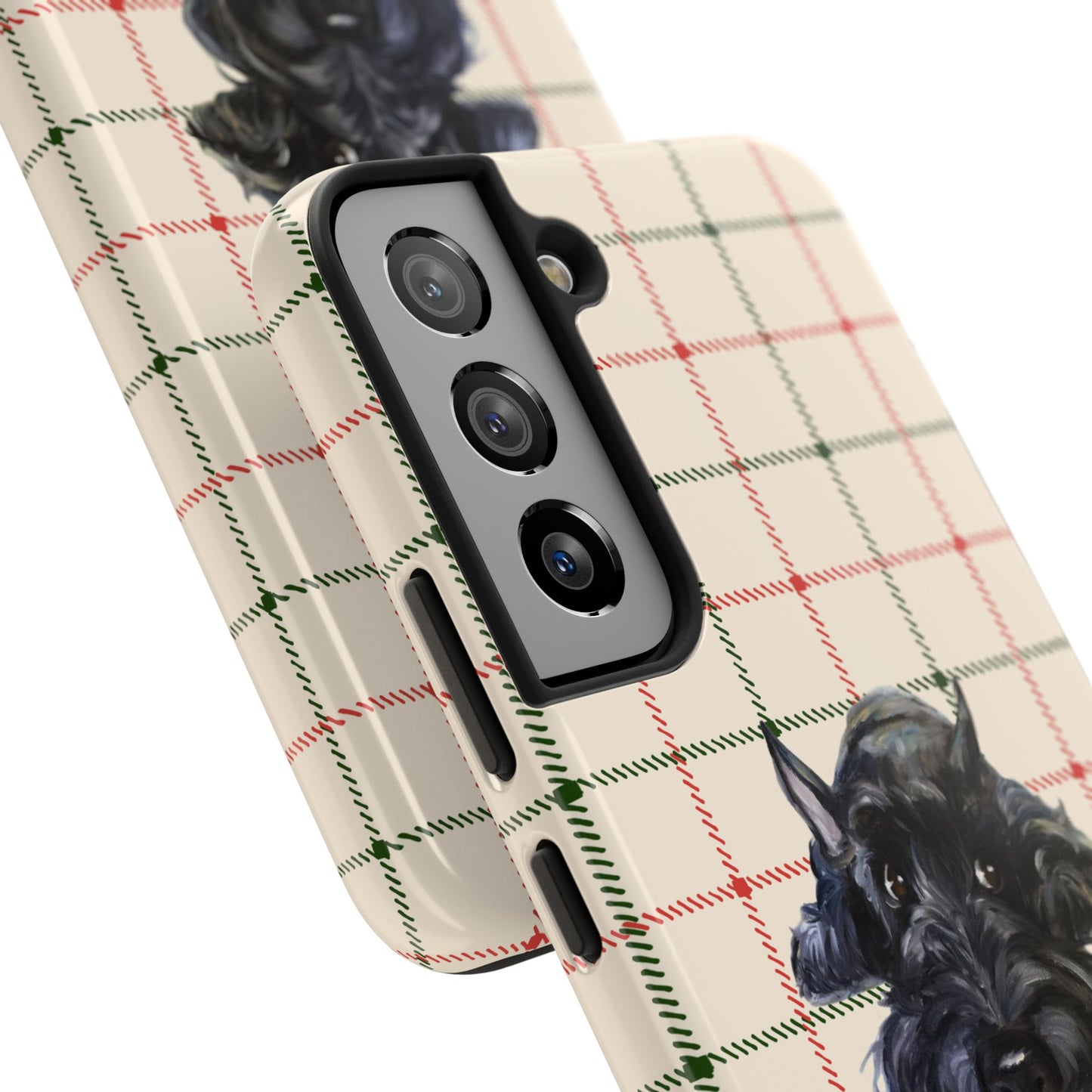 Scottish Terrier Phone Case, Tough Cases, Scottie Dog Phone Cover, Gift for Dog Lovers, Plaid Design