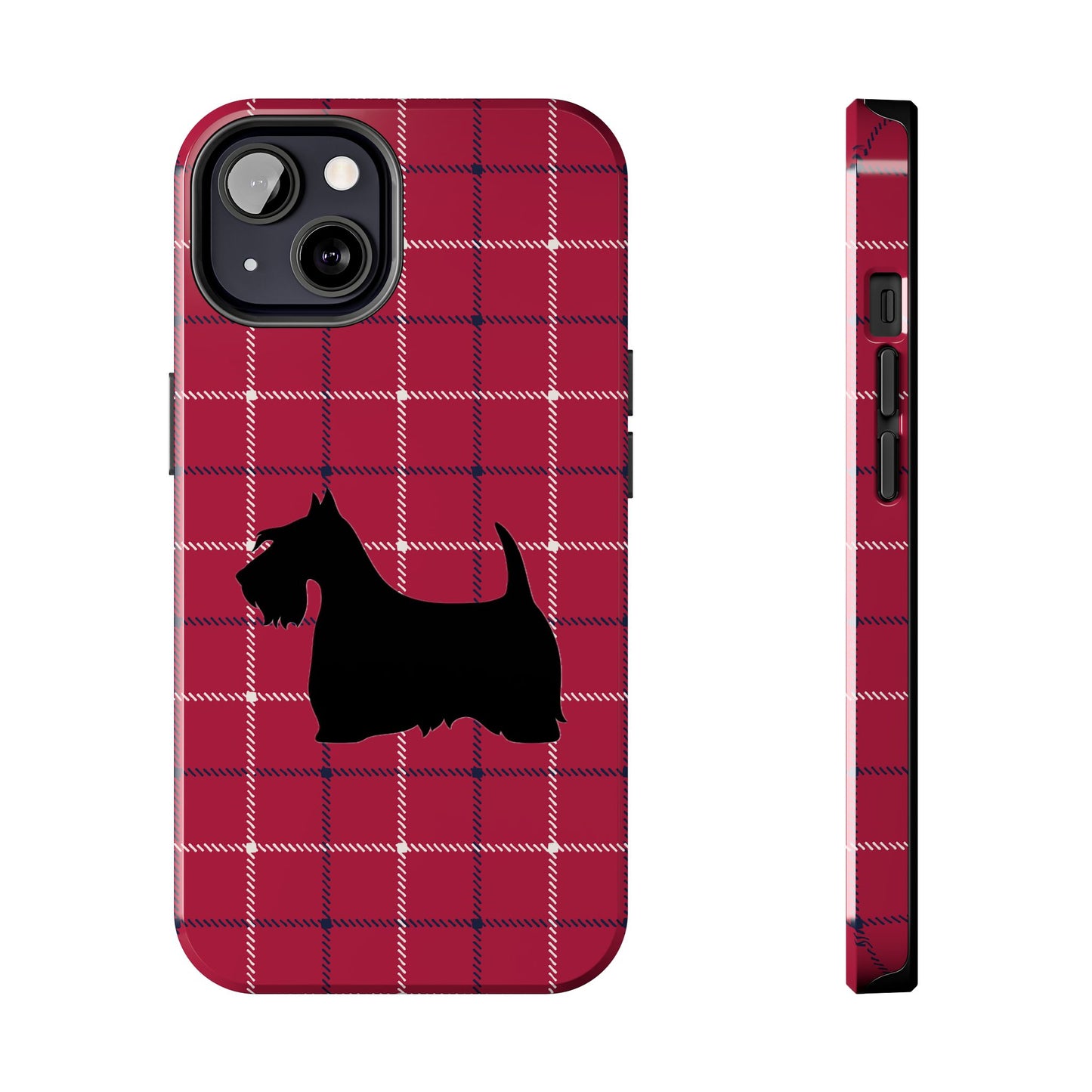 Scottish Terrier Phone Case, Tough Cases, Scottie Dog Phone Cover, Gift for Dog Lovers, Plaid Design