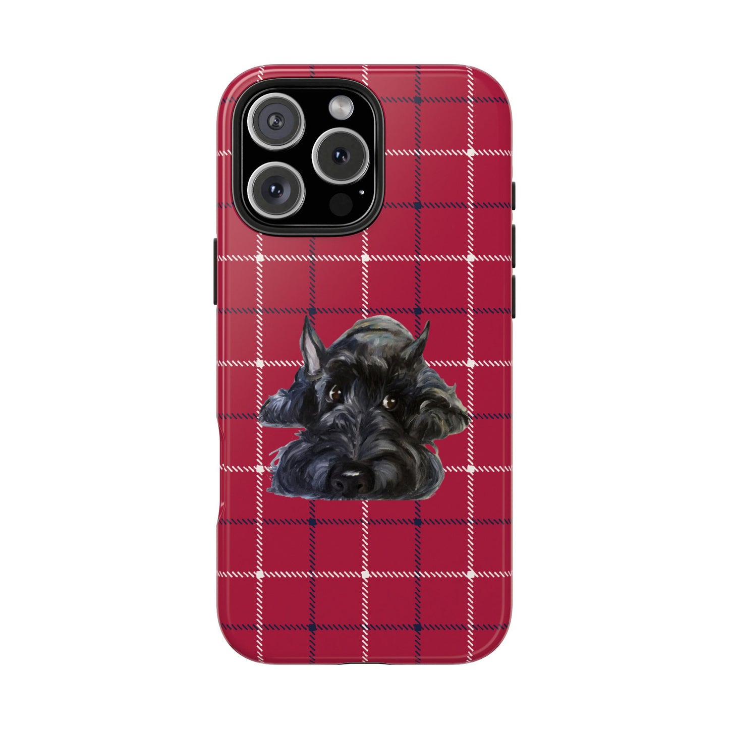 Scottish Terrier Phone Case, Tough Cases, Scottie Dog Phone Cover, Gift for Dog Lovers, Plaid Design