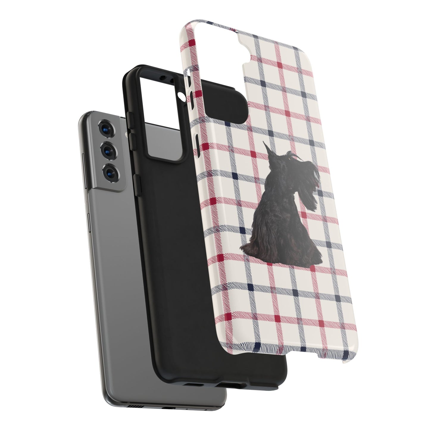 Scottish Terrier Phone Case, Tough Cases, Scottie Dog Phone Cover, Gift for Dog Lovers, Plaid Design