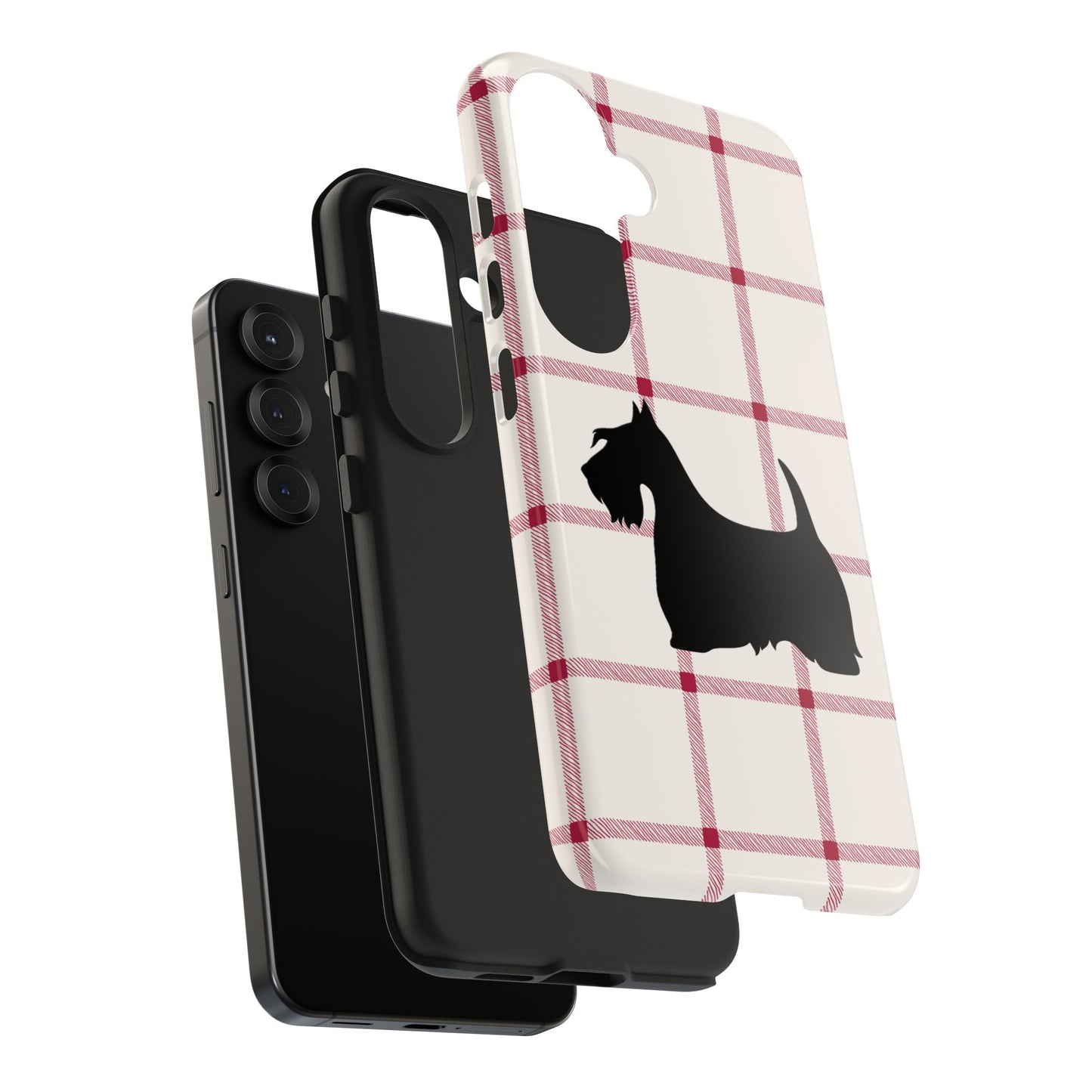 Scottish Terrier Phone Case, Tough Cases, Scottie Dog Phone Cover, Gift for Dog Lovers, Plaid Design
