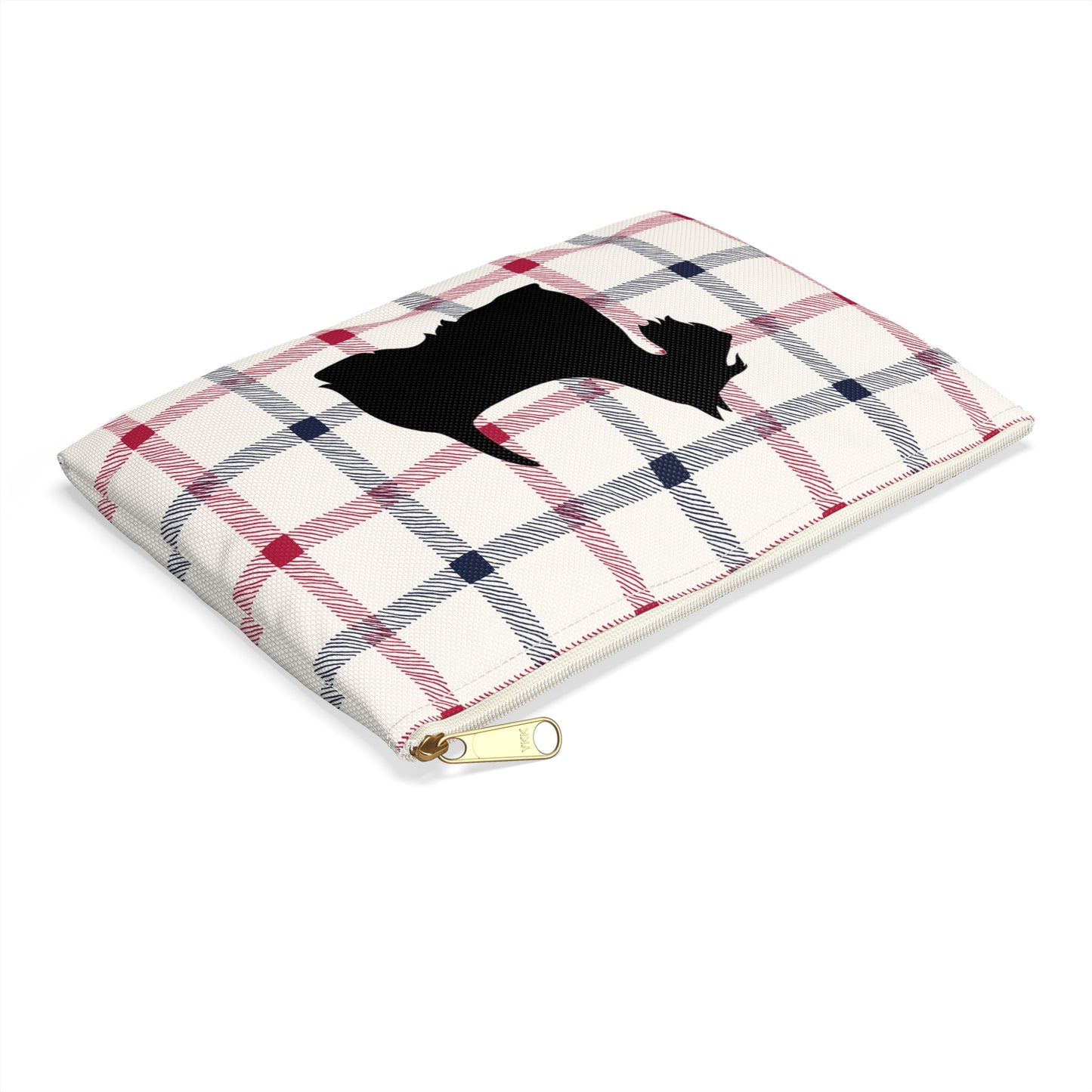 Scottish Terrier Accessory Pouch, Pet Lover Gift, Dog Travel Bag, Stylish Makeup Case, Plaid Organizer
