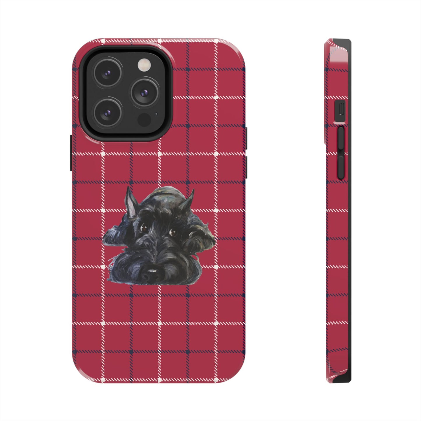 Scottish Terrier Phone Case, Tough Cases, Scottie Dog Phone Cover, Gift for Dog Lovers, Plaid Design