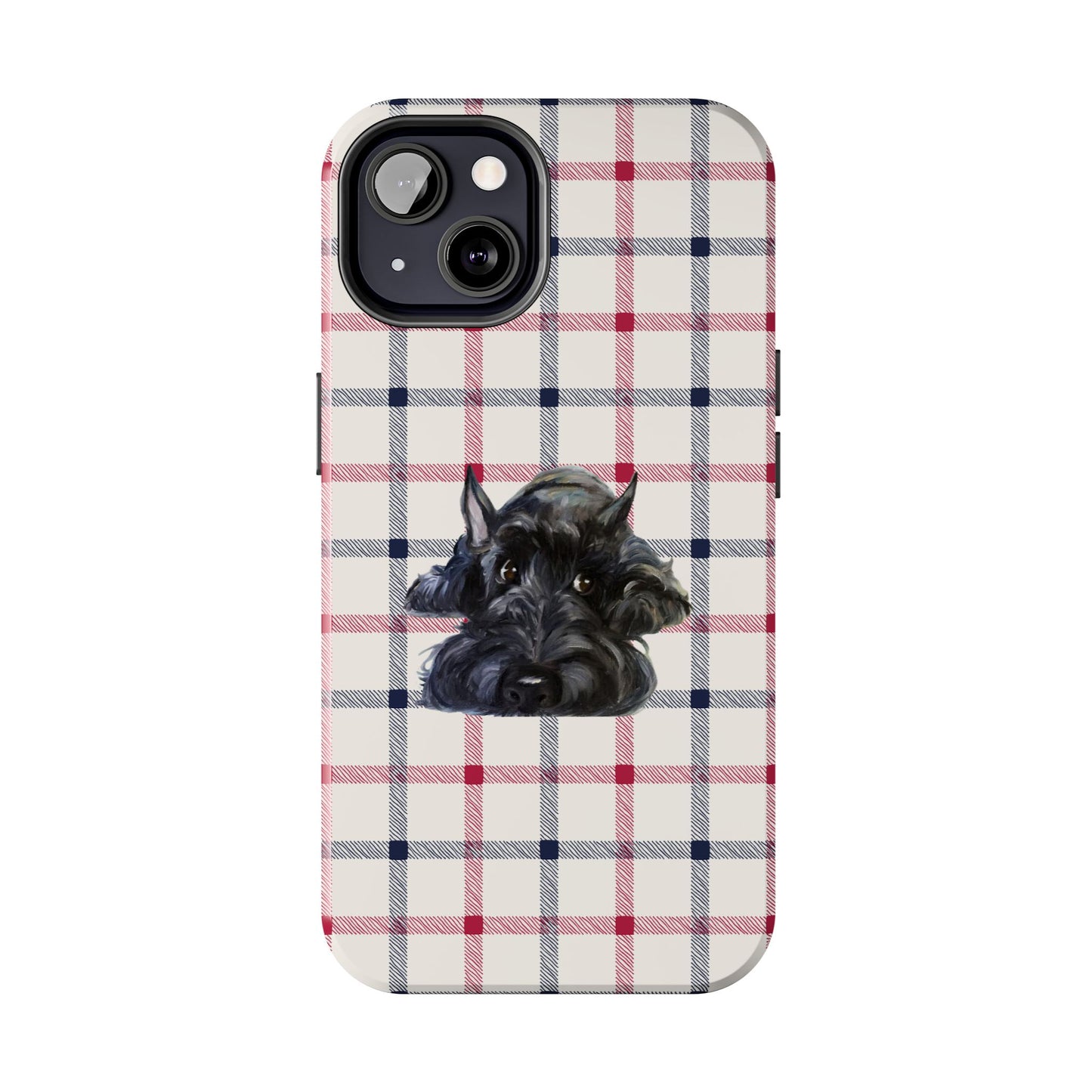 Scottish Terrier Phone Case, Tough Cases, Scottie Dog Phone Cover, Gift for Dog Lovers, Plaid Design