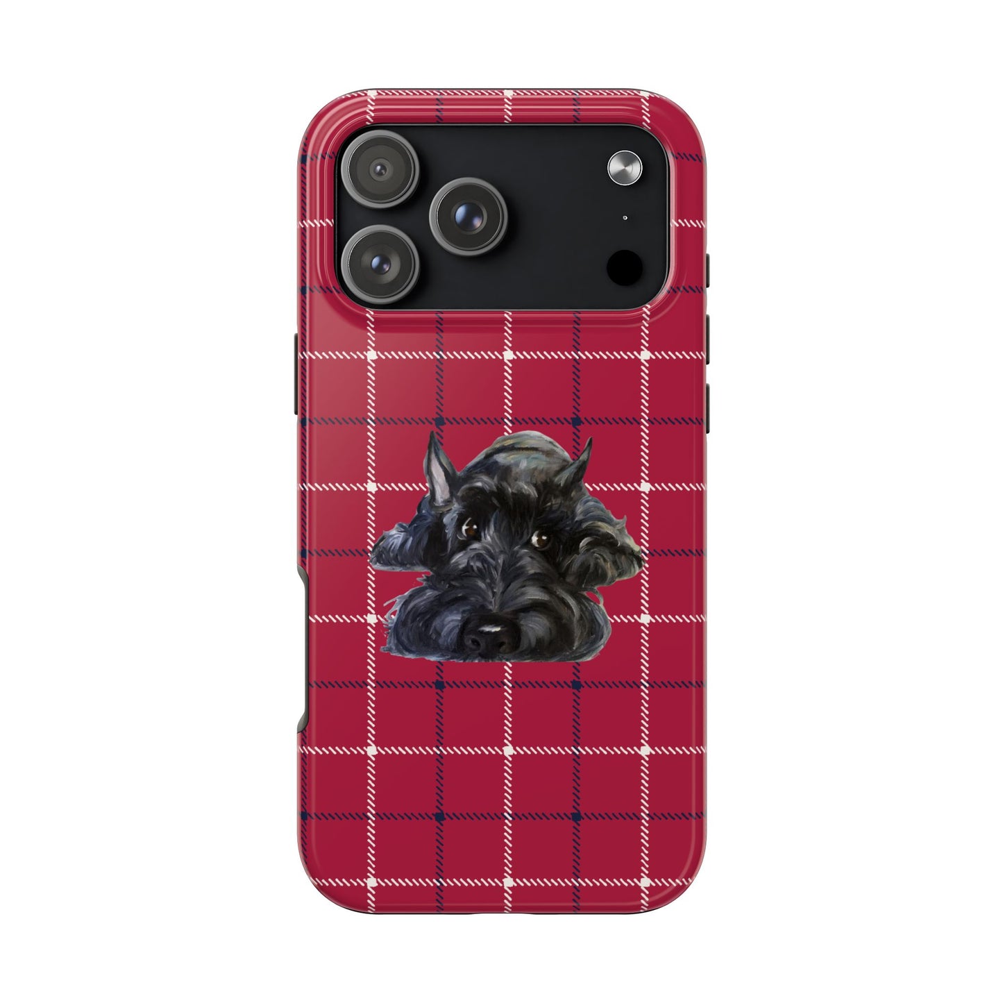 Scottish Terrier Phone Case, Tough Cases, Scottie Dog Phone Cover, Gift for Dog Lovers, Plaid Design