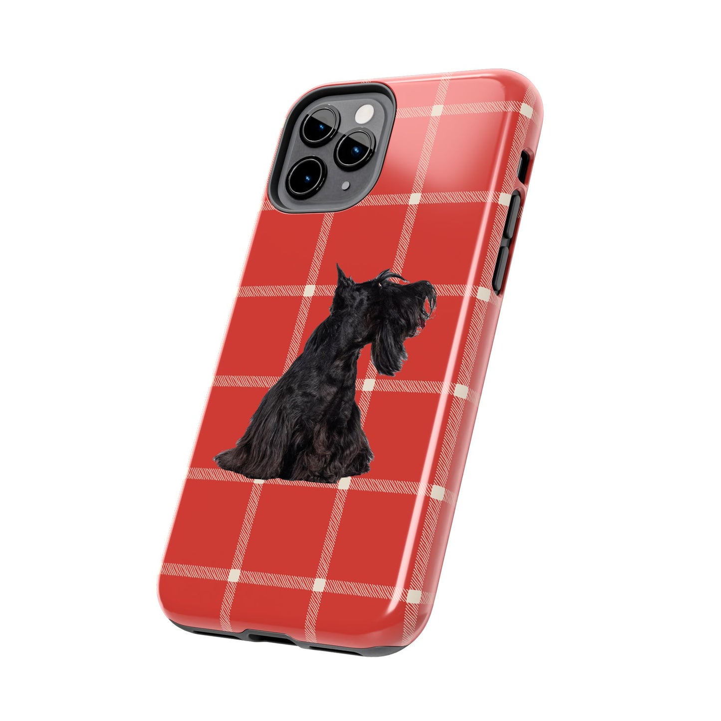 Scottish Terrier Phone Case, Tough Cases, Scottie Dog Phone Cover, Gift for Dog Lovers, Plaid Design