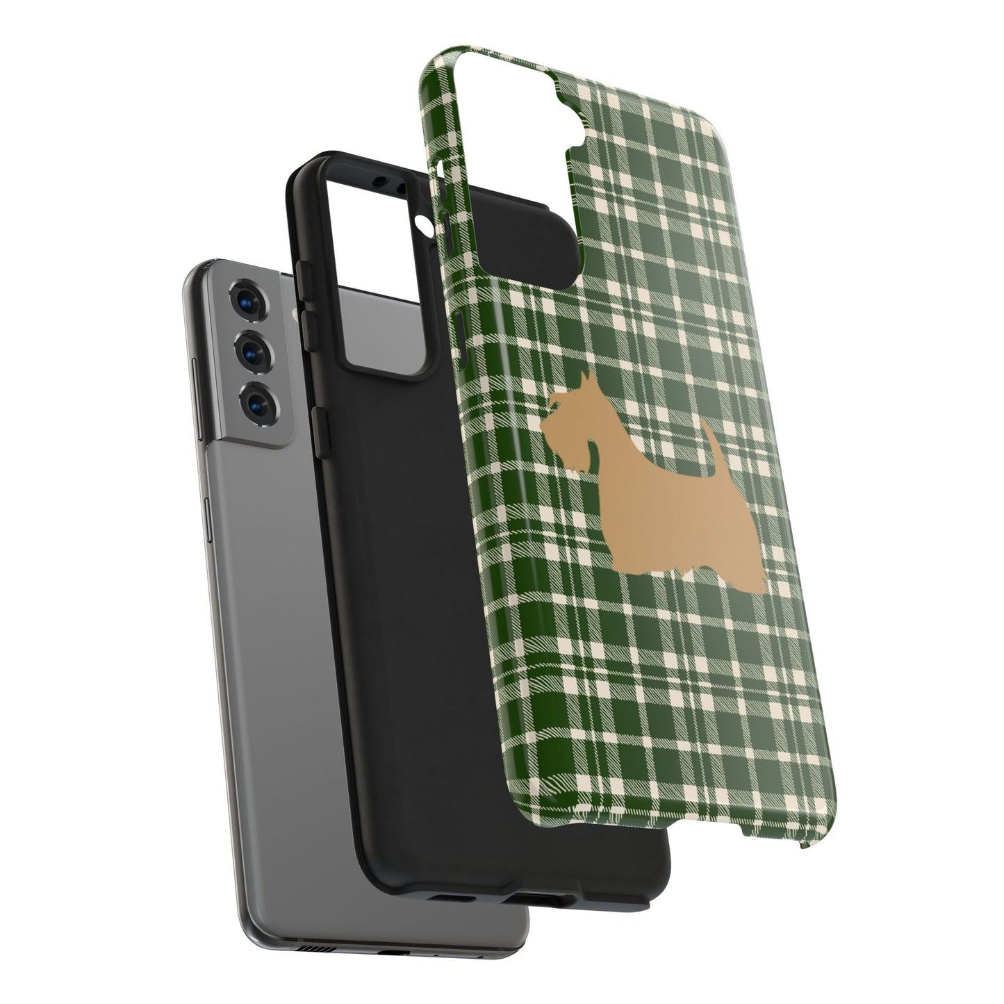 Scottish Terrier Phone Case, Tough Cases, Scottie Dog Phone Cover, Gift for Dog Lovers, Plaid Design