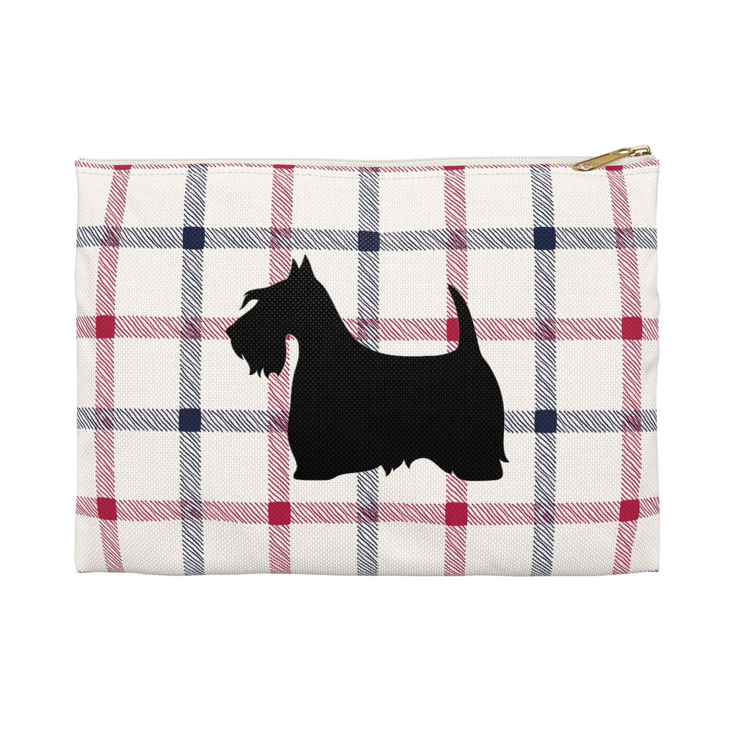 Scottish Terrier Accessory Pouch, Pet Lover Gift, Dog Travel Bag, Stylish Makeup Case, Plaid Organizer