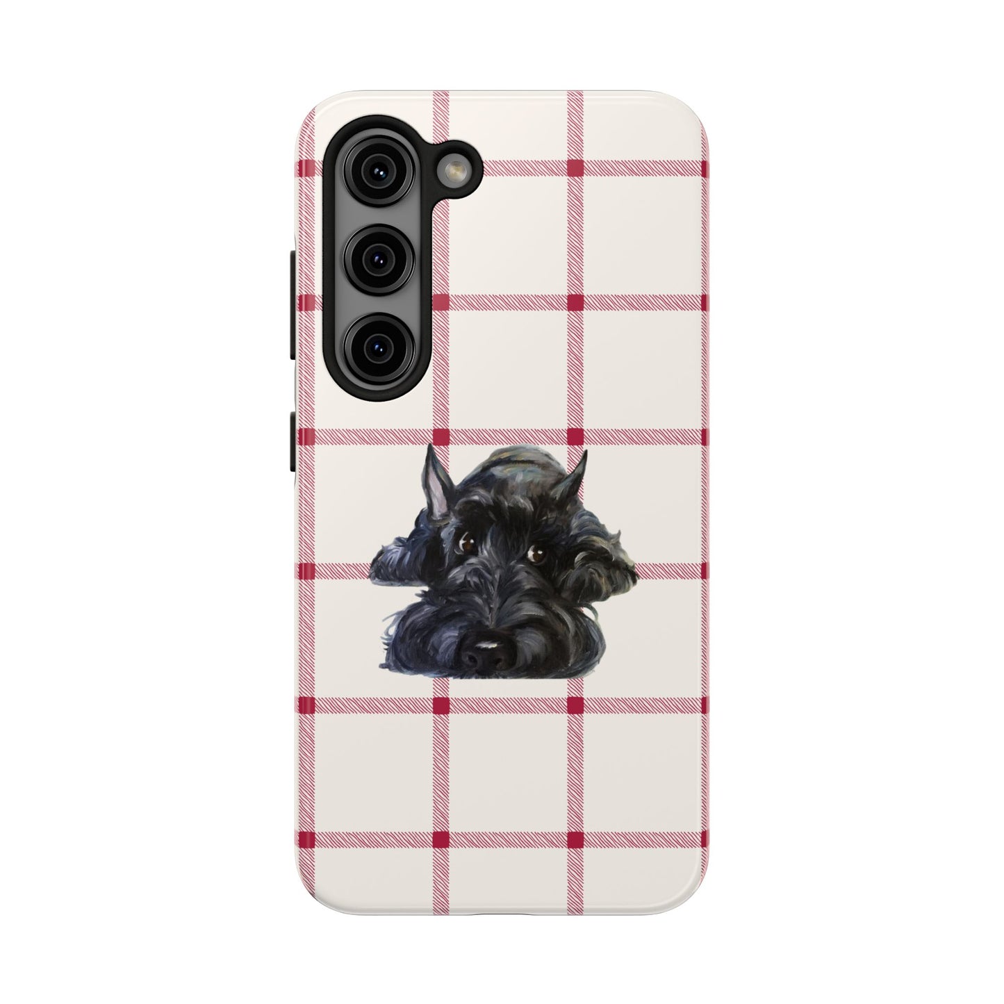 Scottish Terrier Phone Case, Tough Cases, Scottie Dog Phone Cover, Gift for Dog Lovers, Plaid Design