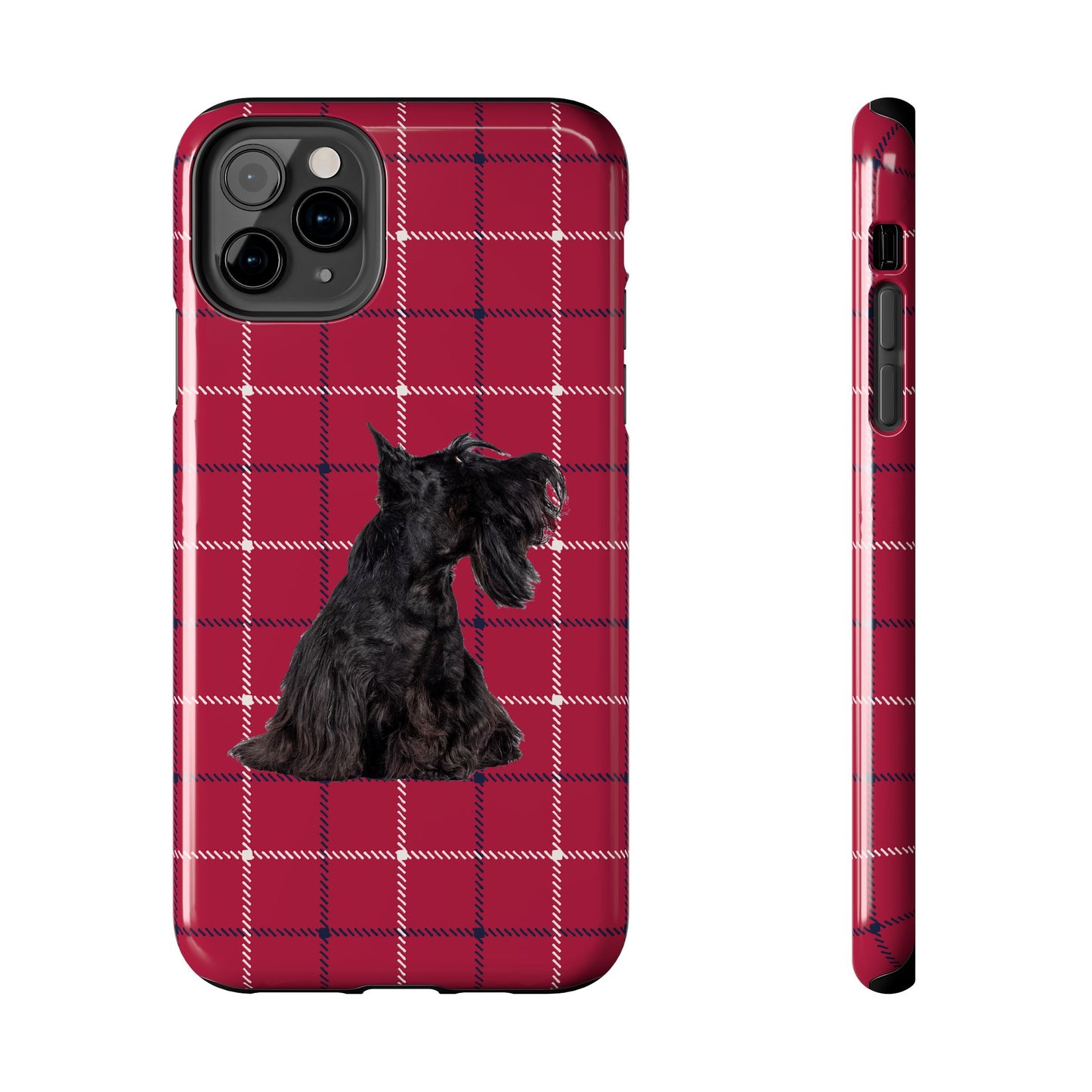 Scottish Terrier Phone Case, Tough Cases, Scottie Dog Phone Cover, Gift for Dog Lovers, Plaid Design