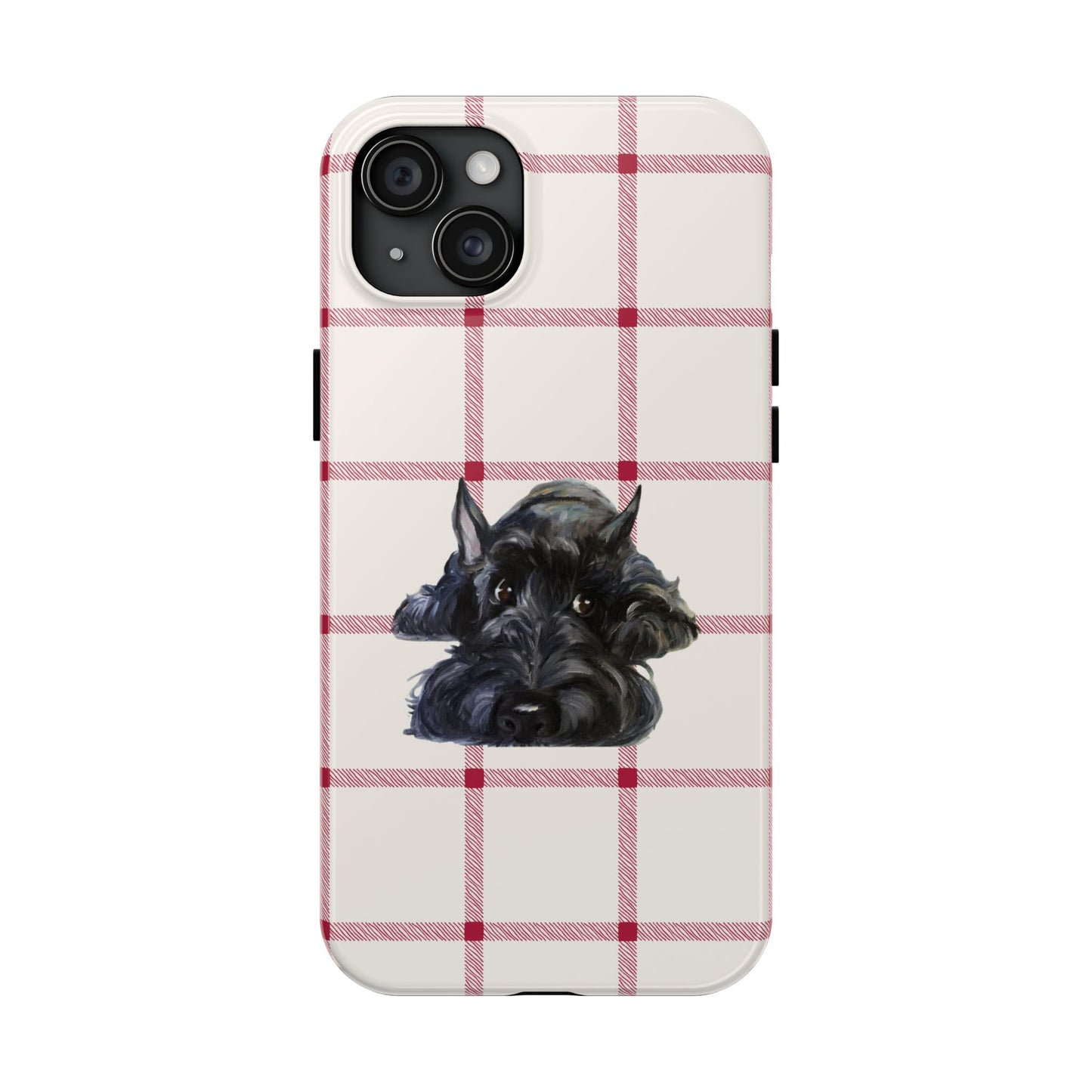 Scottish Terrier Phone Case, Tough Cases, Scottie Dog Phone Cover, Gift for Dog Lovers, Plaid Design
