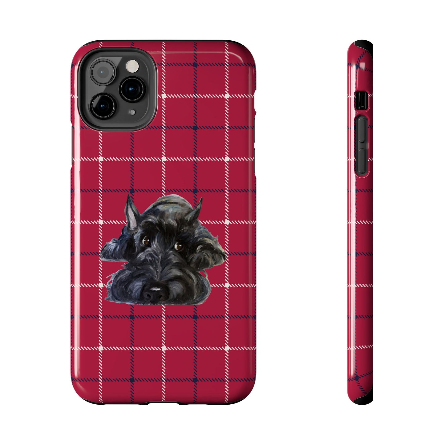 Scottish Terrier Phone Case, Tough Cases, Scottie Dog Phone Cover, Gift for Dog Lovers, Plaid Design