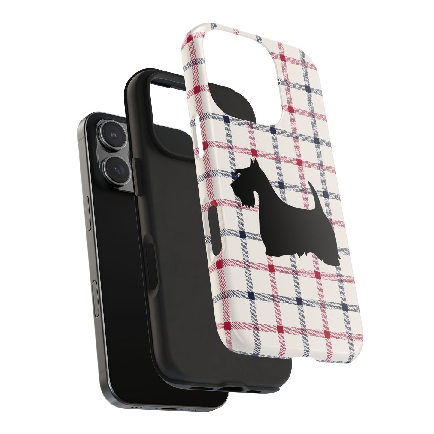 Scottish Terrier Phone Case, Tough Cases, Scottie Dog Phone Cover, Gift for Dog Lovers, Plaid Design