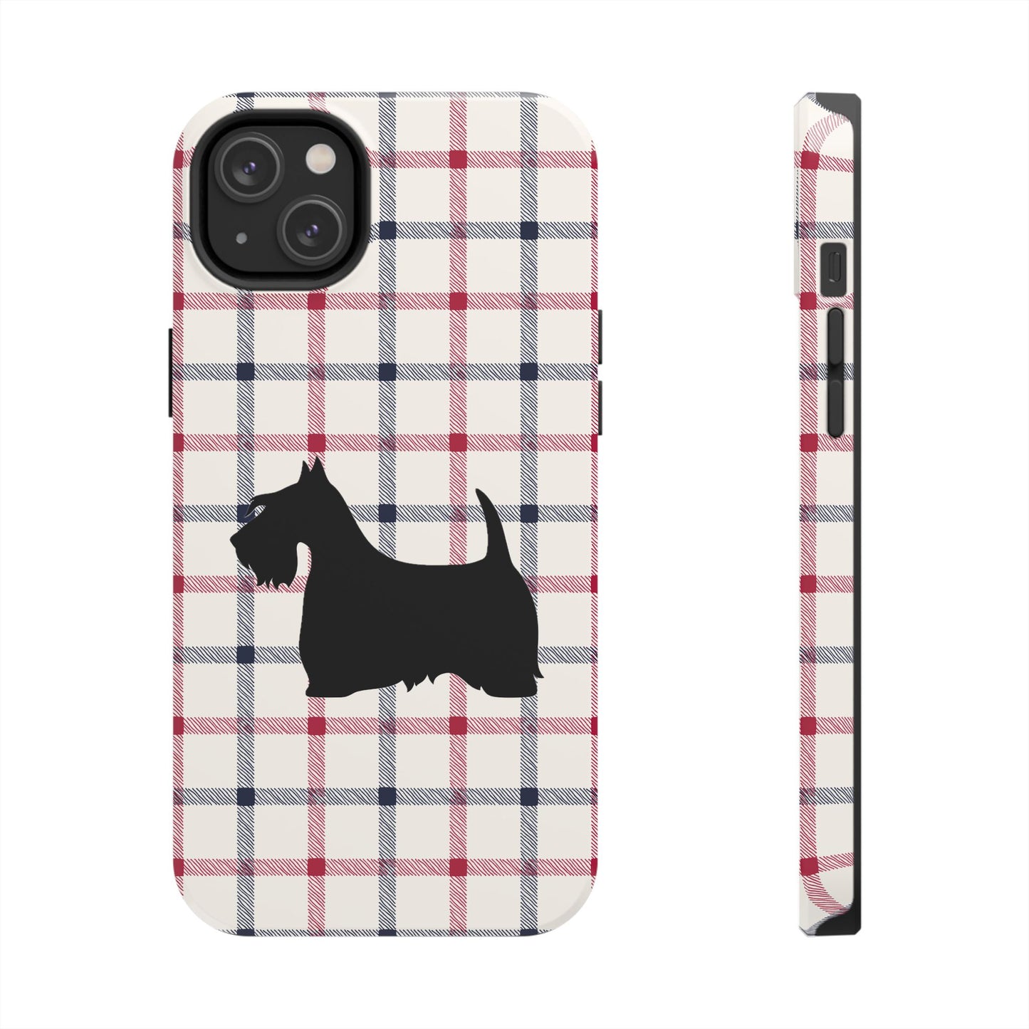 Scottish Terrier Phone Case, Tough Cases, Scottie Dog Phone Cover, Gift for Dog Lovers, Plaid Design