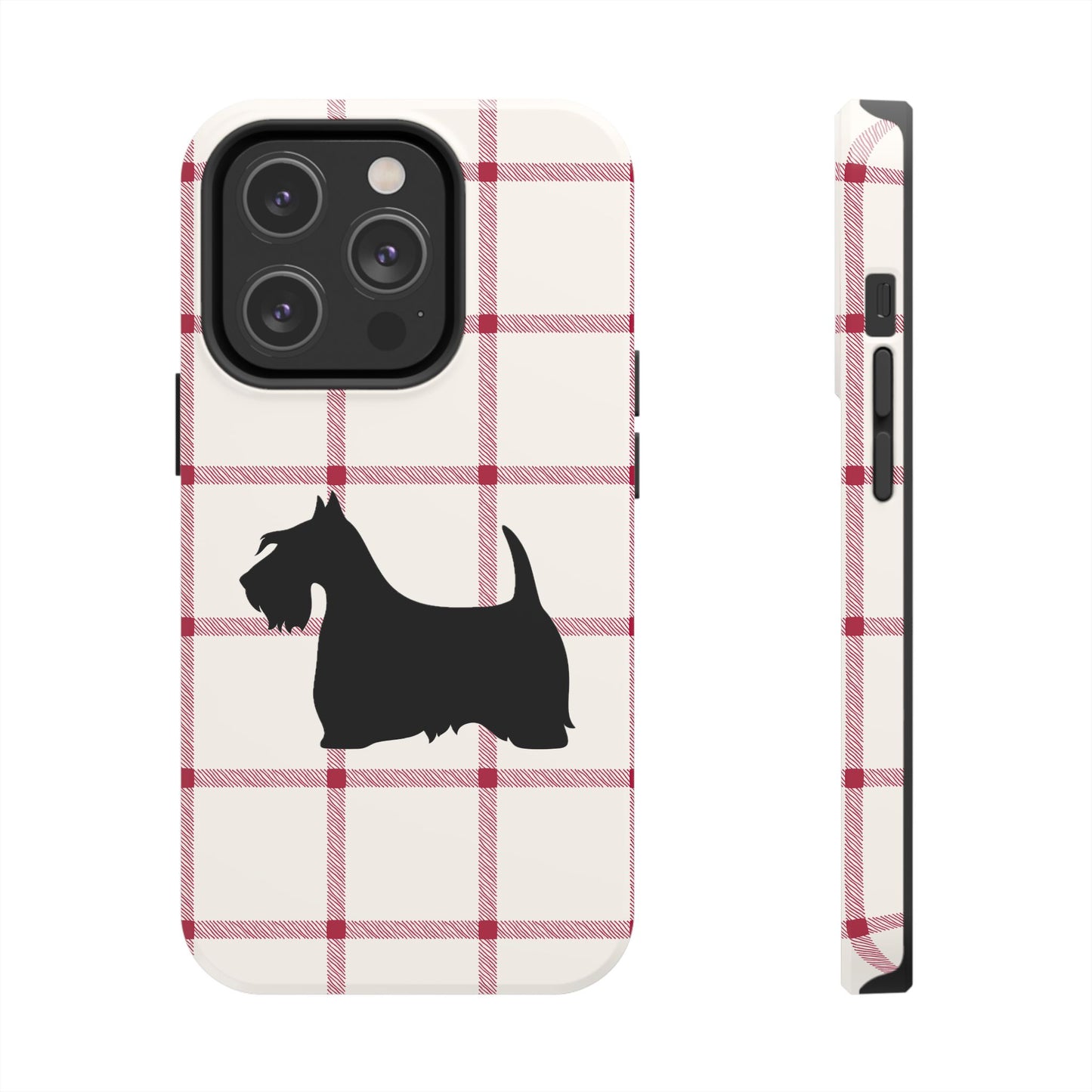 Scottish Terrier Phone Case, Tough Cases, Scottie Dog Phone Cover, Gift for Dog Lovers, Plaid Design