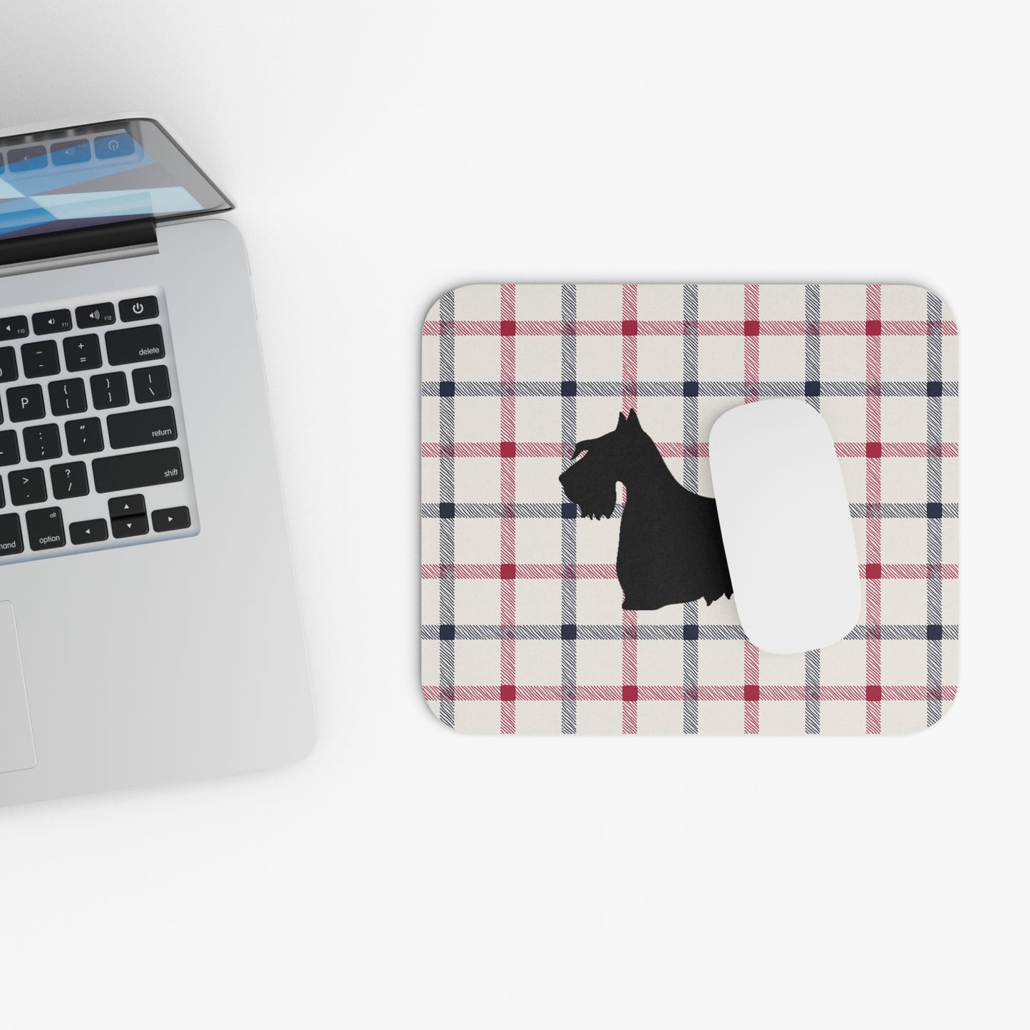 Scottish Terrier Plaid Dog Mouse Pad | Cute Dog Lover Gift | Office Decor | Stationery | Pet Themed Home Office Accessories | Animal Lover Merchandise