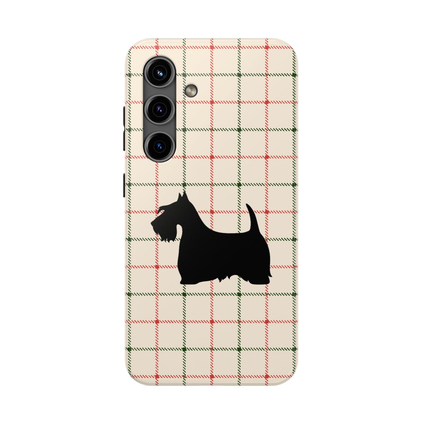 Scottish Terrier Phone Case, Tough Cases, Scottie Dog Phone Cover, Gift for Dog Lovers, Plaid Design