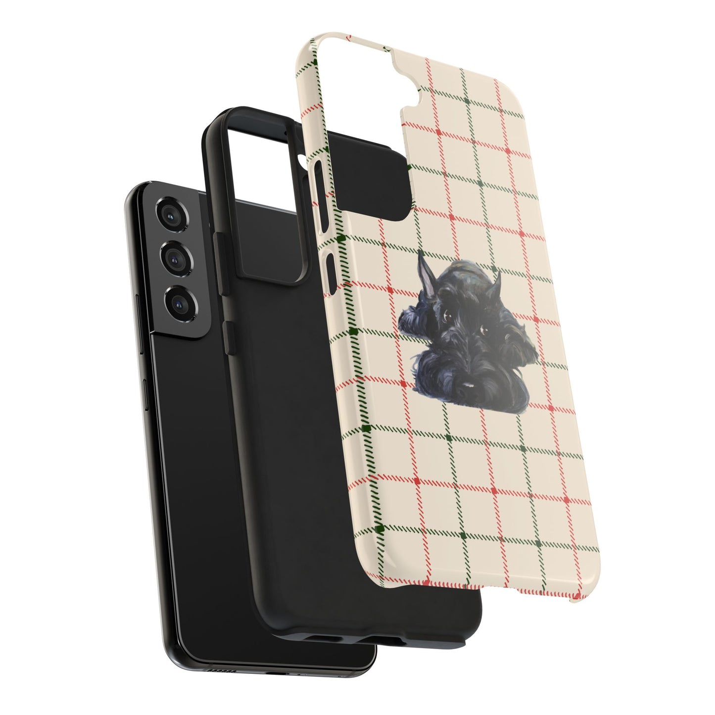 Scottish Terrier Phone Case, Tough Cases, Scottie Dog Phone Cover, Gift for Dog Lovers, Plaid Design