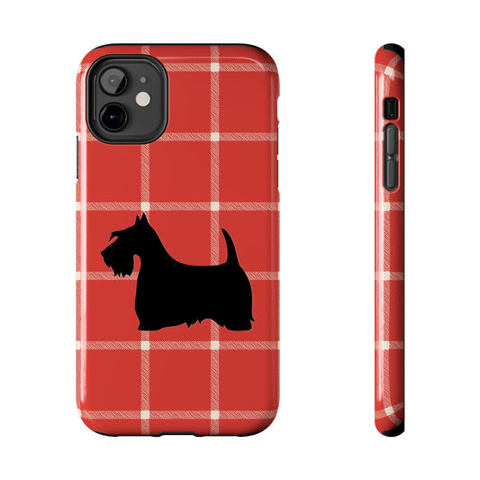 Scottish Terrier Phone Case, Tough Cases, Scottie Dog Phone Cover, Gift for Dog Lovers, Plaid Design