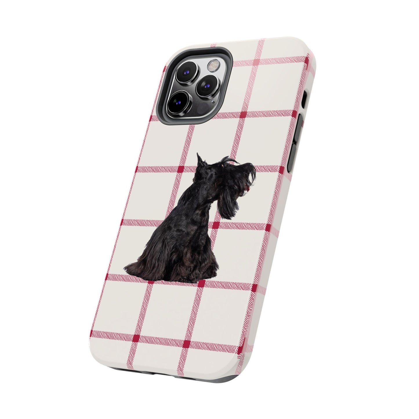 Scottish Terrier Phone Case, Tough Cases, Scottie Dog Phone Cover, Gift for Dog Lovers, Plaid Design