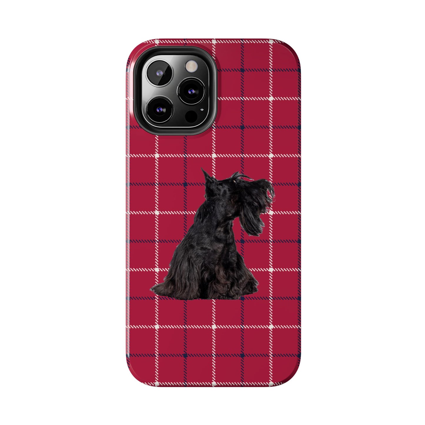 Scottish Terrier Phone Case, Tough Cases, Scottie Dog Phone Cover, Gift for Dog Lovers, Plaid Design