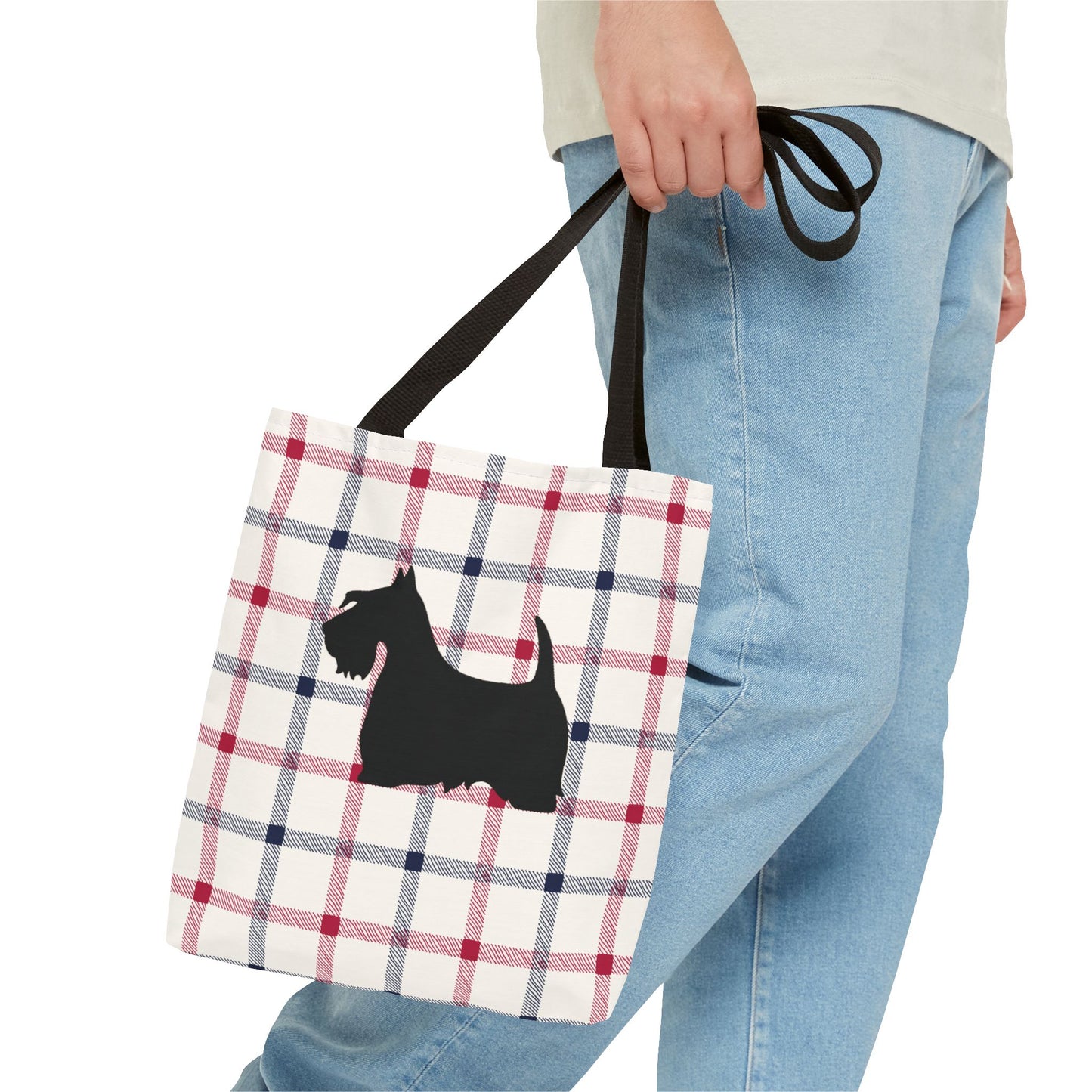 Plaid Scottish Terrier Tote Bag, Stylish Carryall for Pet Lovers, Perfect for Shopping, Beach Days, Teachers, Gifts, All-Occasion Bag